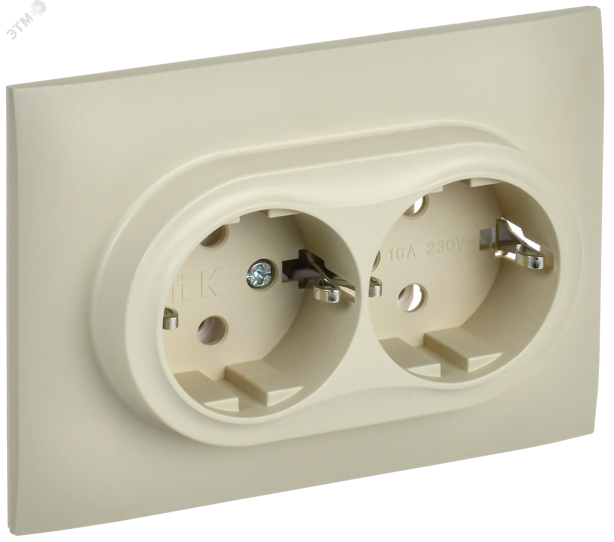 Изображение товара SKANDY Розетка 2-местная с заземлением без шторок 16А SK-R08B бежевый