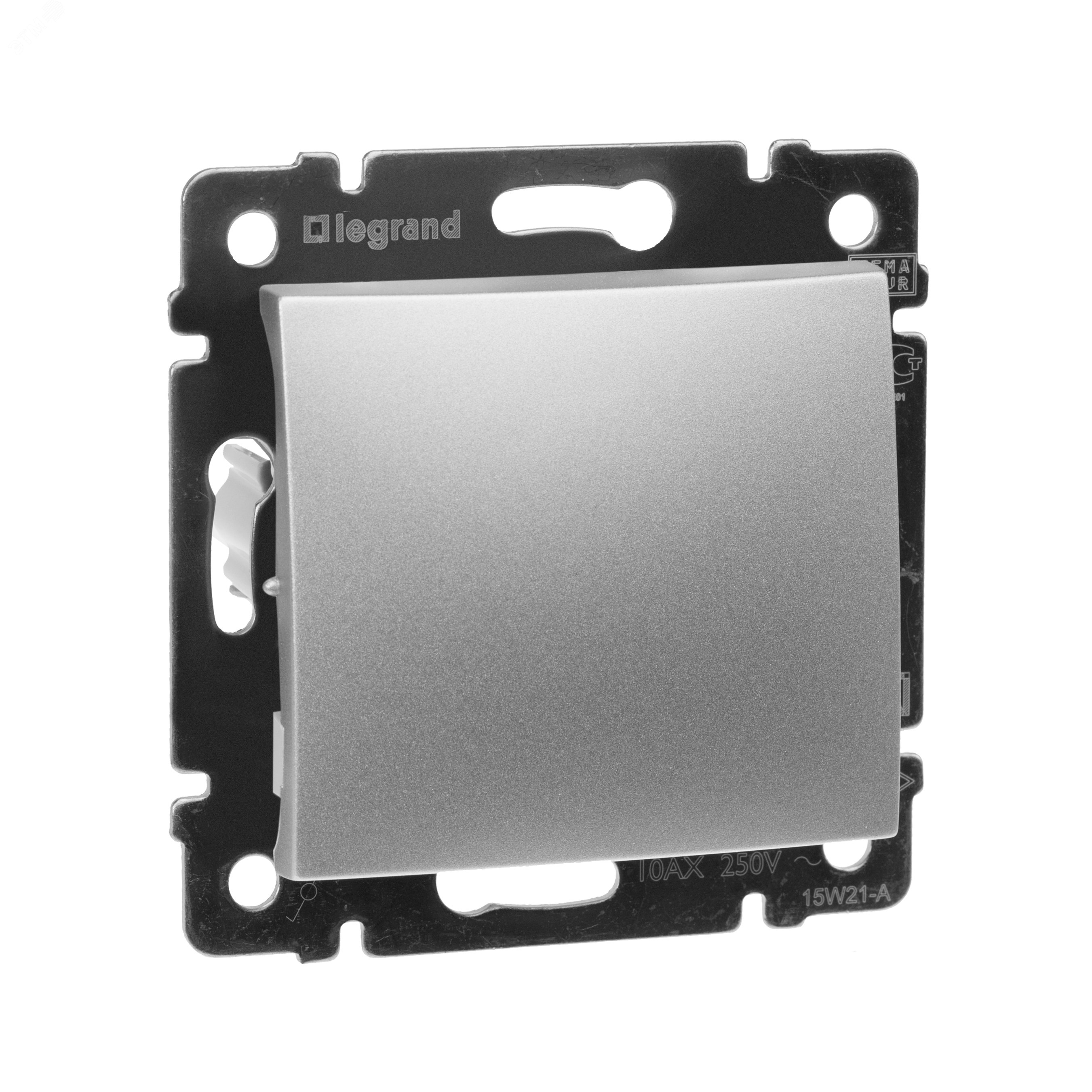 Изображение товара Выключатель 1-клавишный проходной схема 6 10А VALENA алюминиевый скрытый монтаж