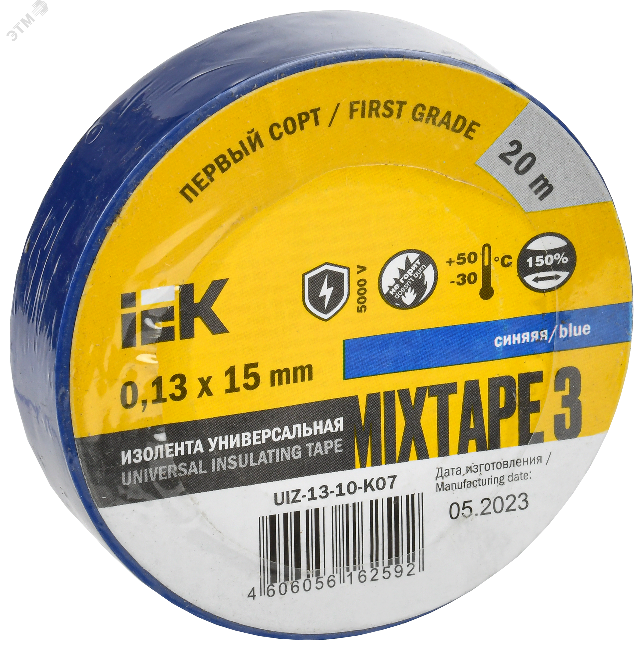 Изображение товара Изолента ПВХ синяя 15мм 20м IEK MIXTAPE 3 для электросистем
