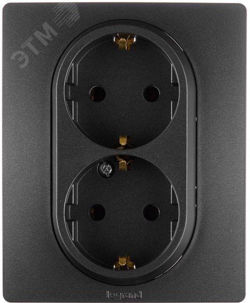 Изображение товара Розетка ETIKA 2-местная с заземлением антрацит 16А