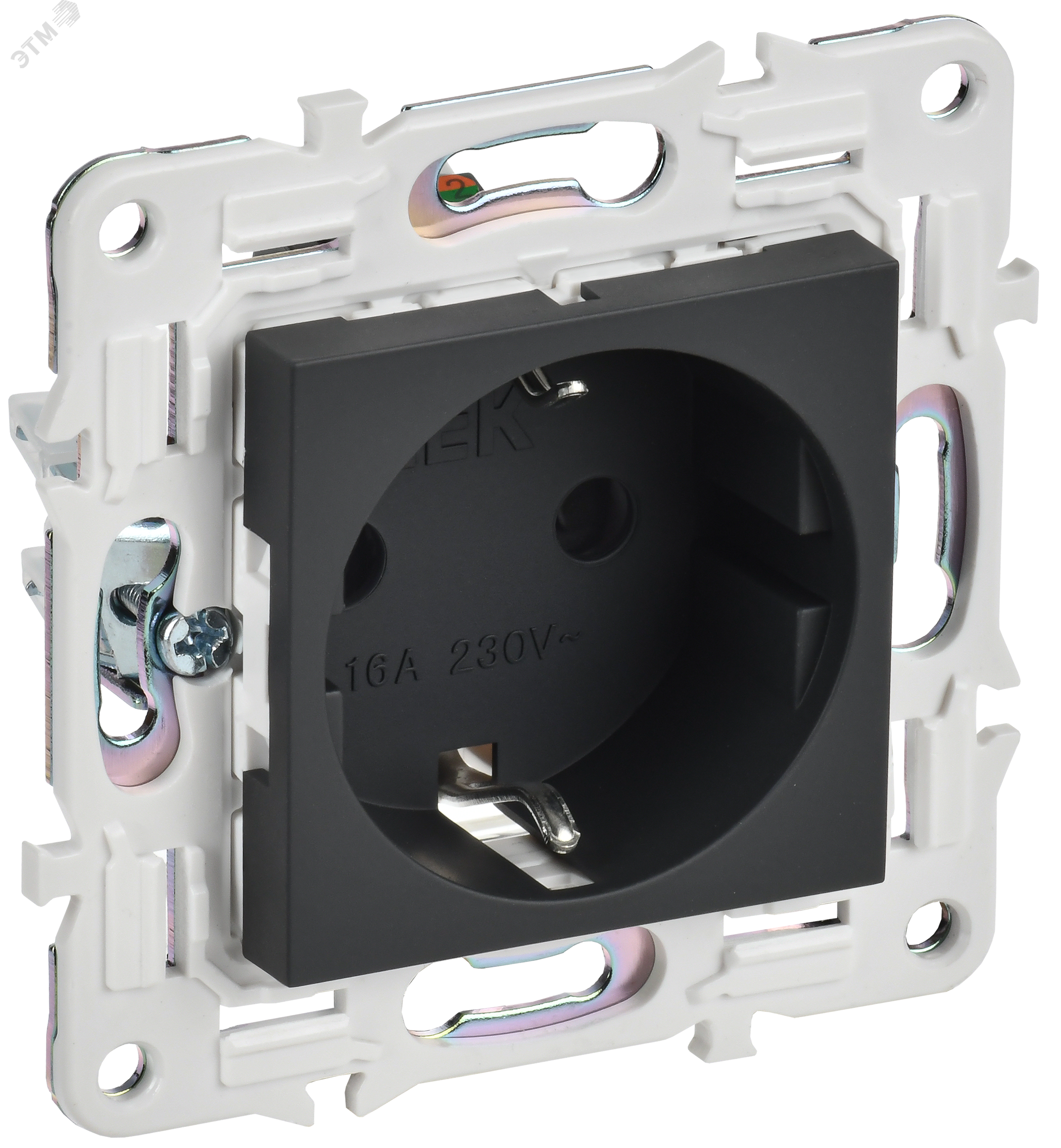 Изображение товара Розетка с заземлением серии SKANDY 16А IP44 графит IEK SK-R04G