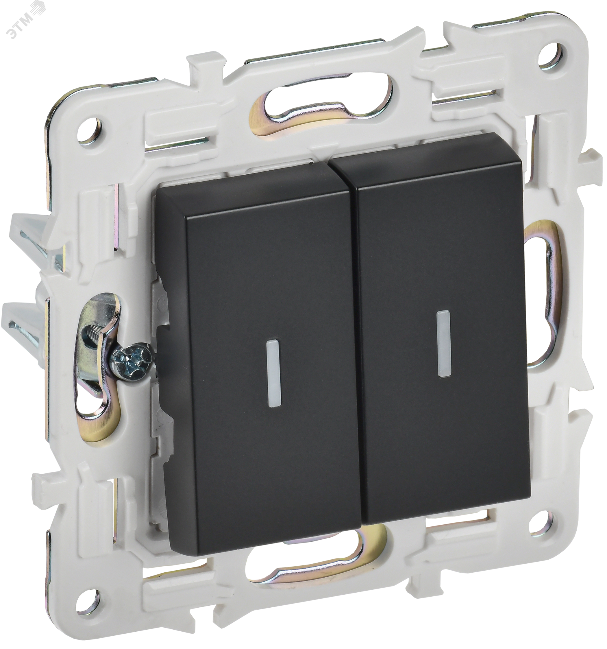 Изображение товара Выключатель 2-клавишный проходной SKANDY SK-V10Bl черный с подсветкой