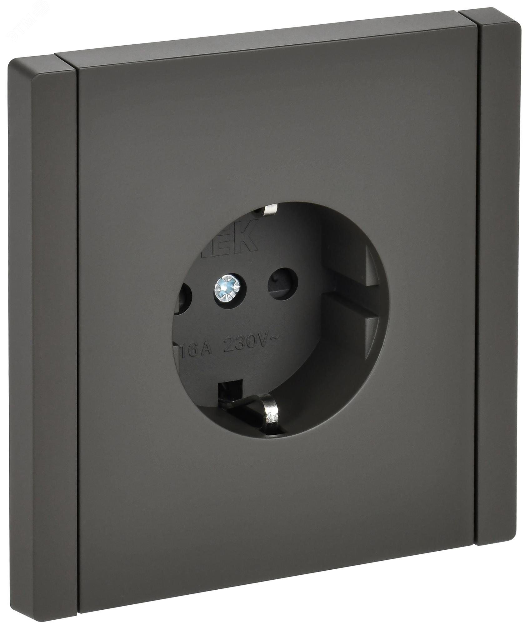 Изображение товара FORTE&PIANO Розетка 1-местная с заземлением с защитными шторками безвинтовое крепление 16А FP313 серый IEK (шт)