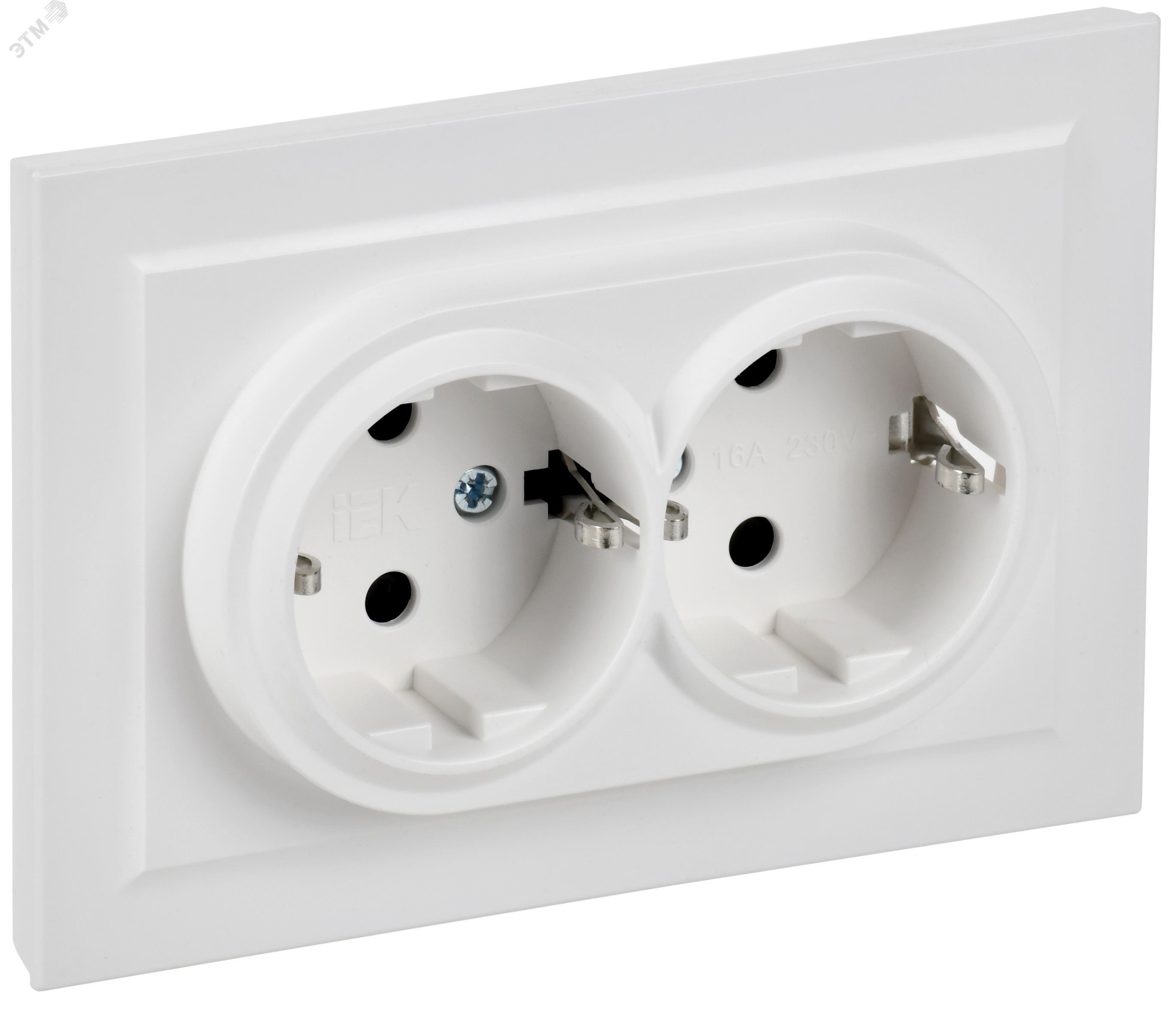 Изображение товара Розетка 2-местная с заземлением и шторками серия BRITE IEK 16А белая