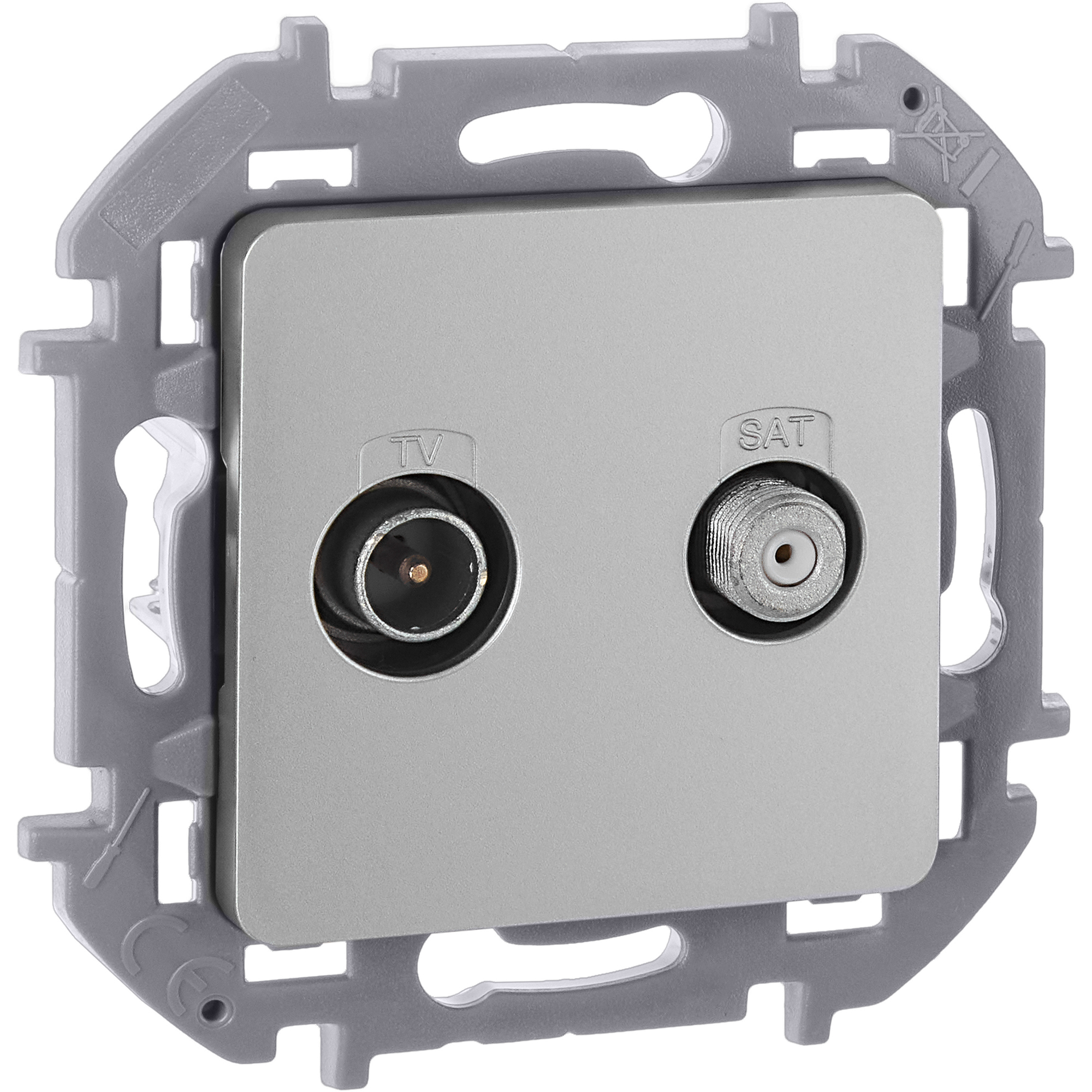 Розетка двойная TV+SAT тип звезда двухкабельная алюминий INSPIRIA