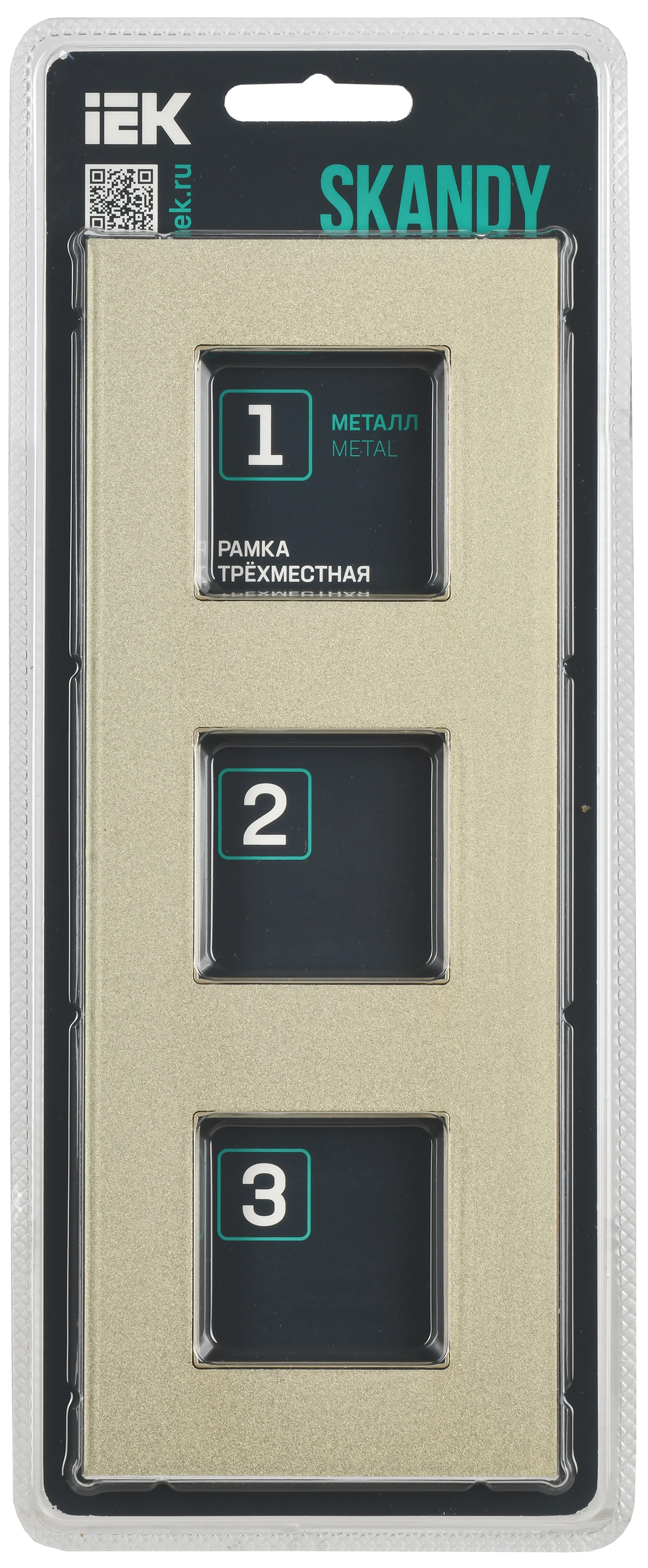 SKANDY Рамка 3-местная SK-F33Sh металл шампань IEK