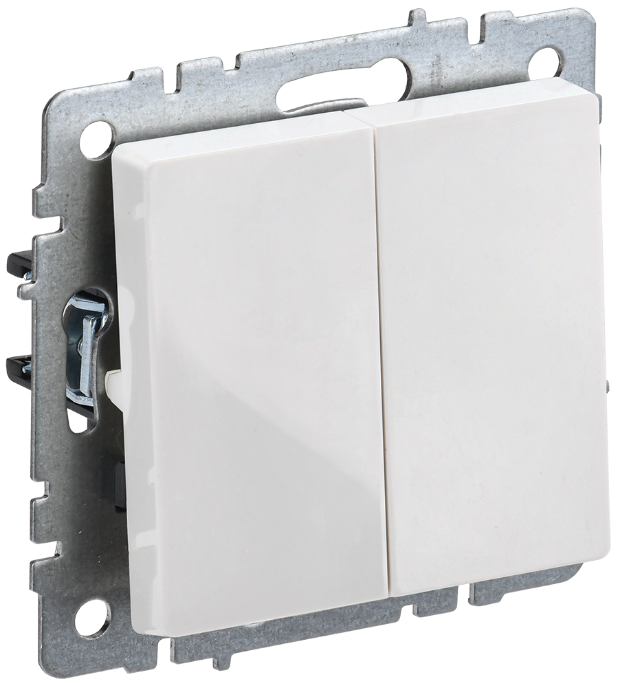 BRITE Выключатель 2-клавишный 10А безвинтовое крепление ВС11-2-0-БрБ белый IEK