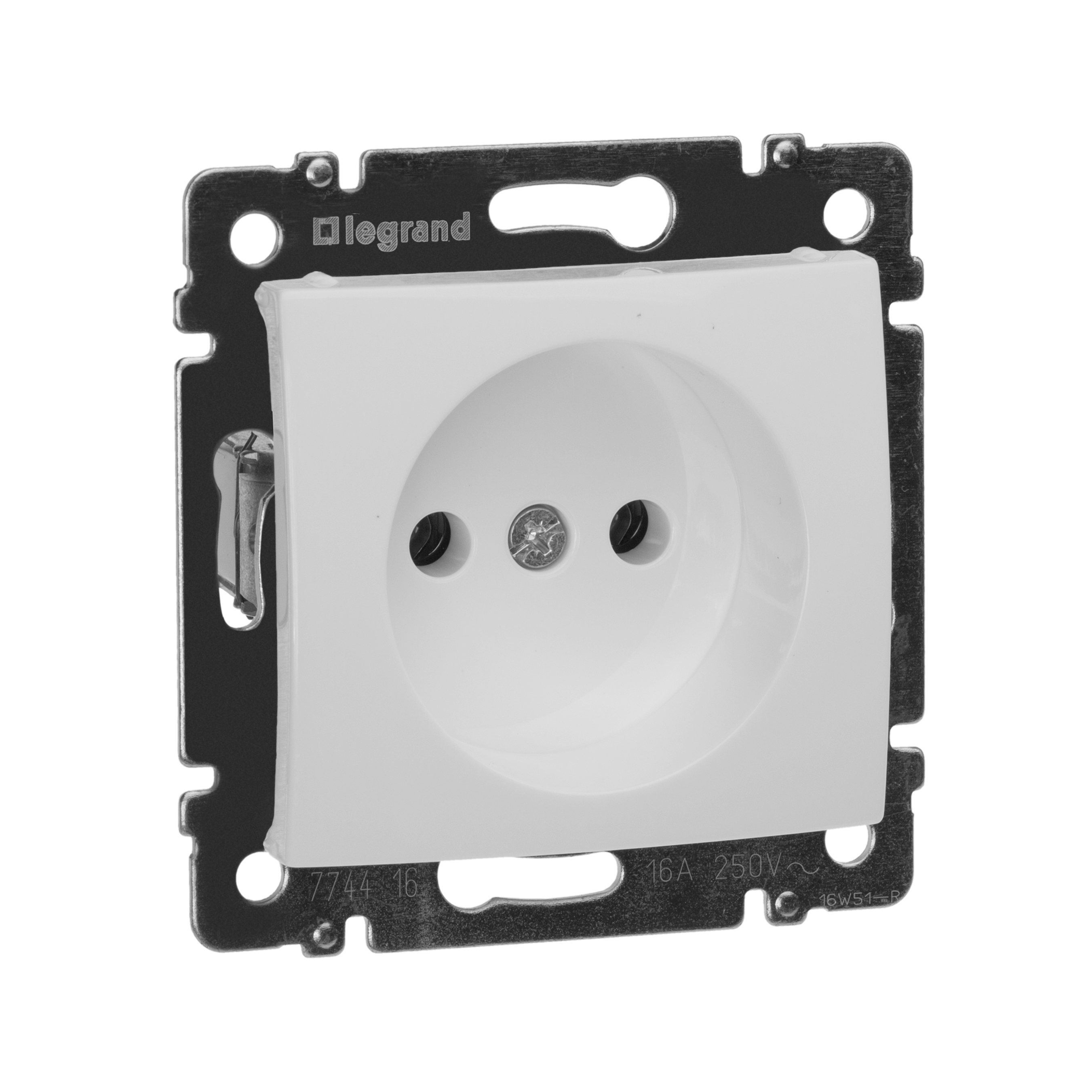 Розетка 1-местная без заземления без защитных шторок 16А белый VALENA