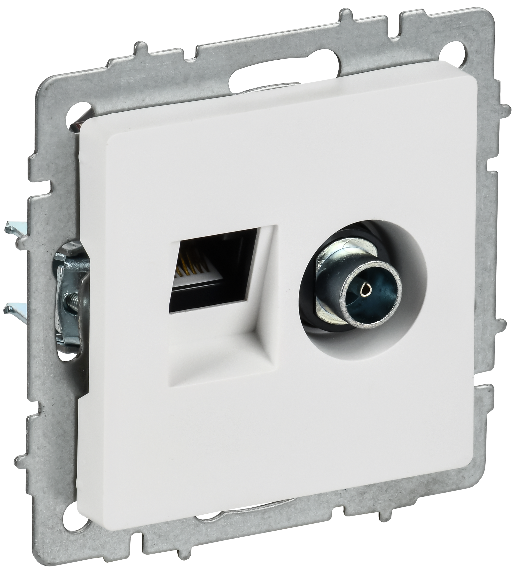 BRITE Розетка двойная TV+RJ45 кат.5E РТВ/РК12-БрАБ арктический белый IEK