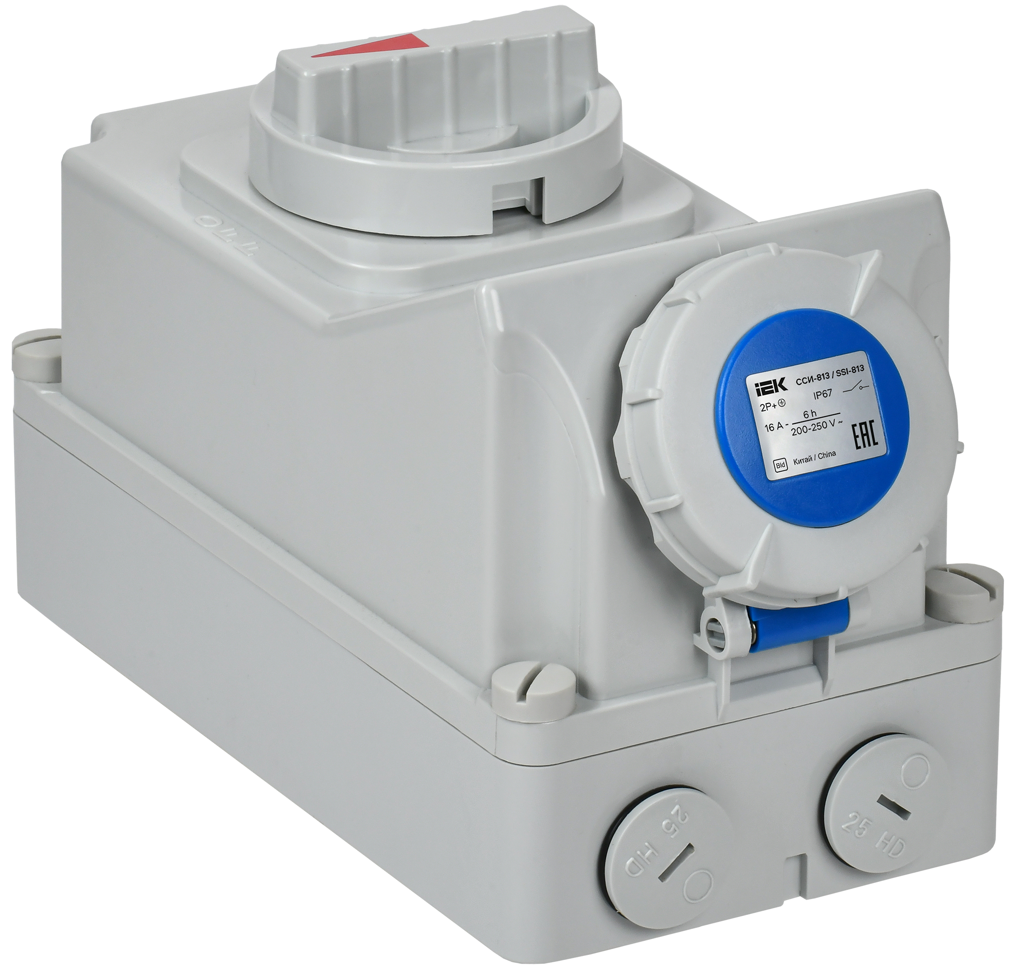 Розетка с механической блокировкой ССИ-813 16А-6ч/220В 2P+PE IP67 IEK