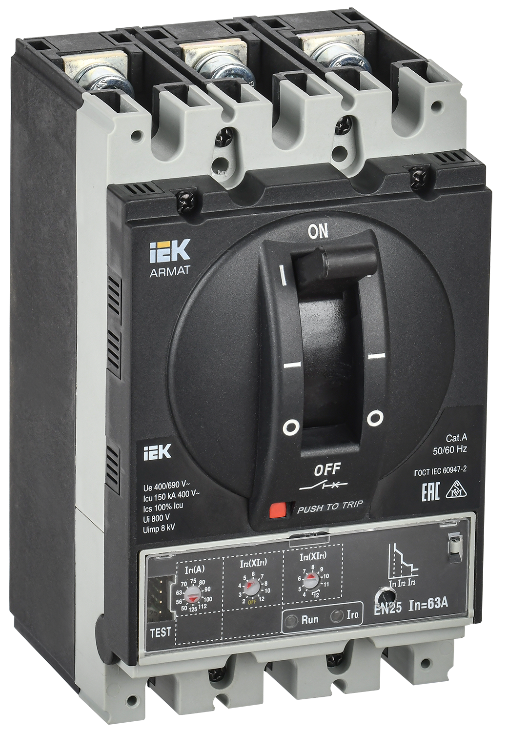 ARMAT Автоматический выключатель в литом корпусе 3P типоразмер A 150кА 63А расцепитель электронный стандартный
