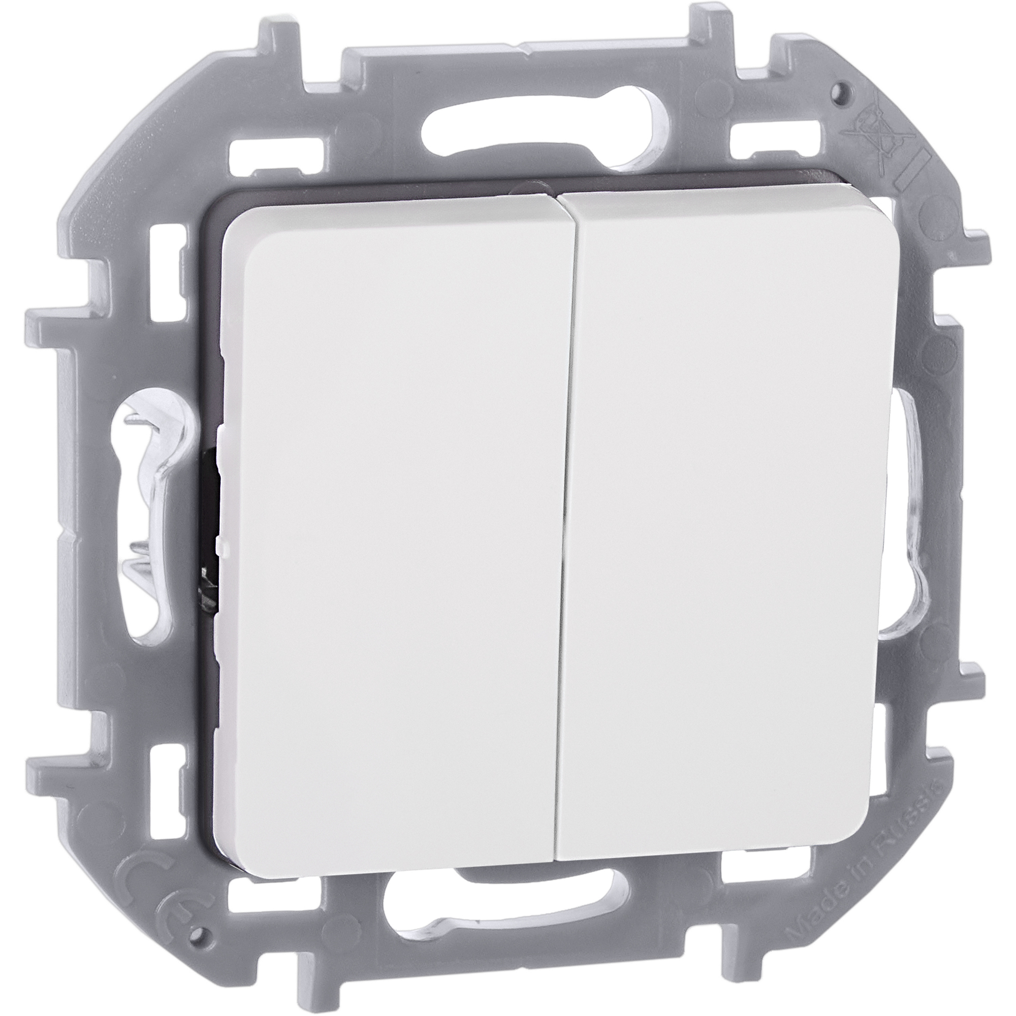 Выключатель 2-клавишный 10АХ безвинтовое крепление белый INSPIRIA