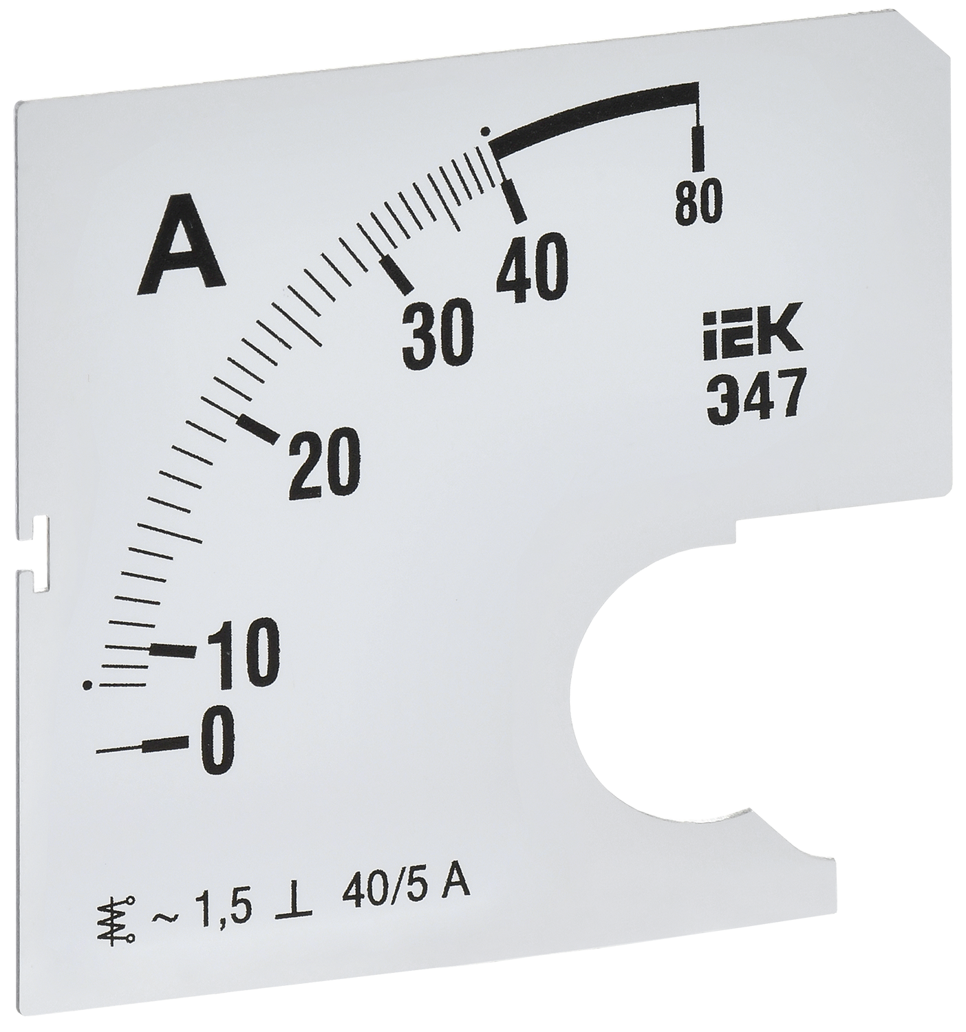 Шкала сменная для амперметра Э47 40/5А класс точности 1,5 72х72мм