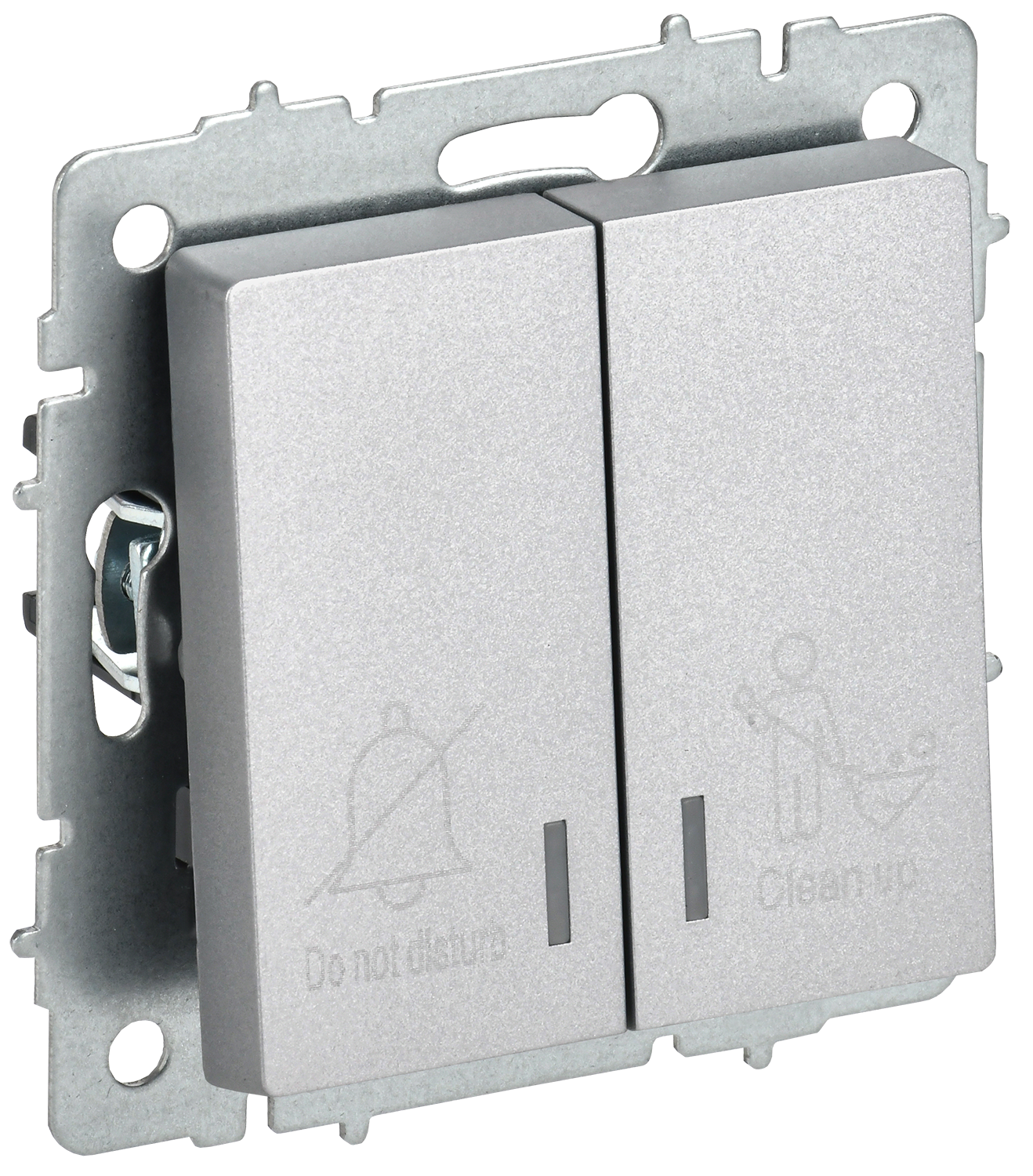 BRITE Выключатель 2-клавишный с индикацией для отелей 10А ВС10-2-9-БрА алюминий IEK