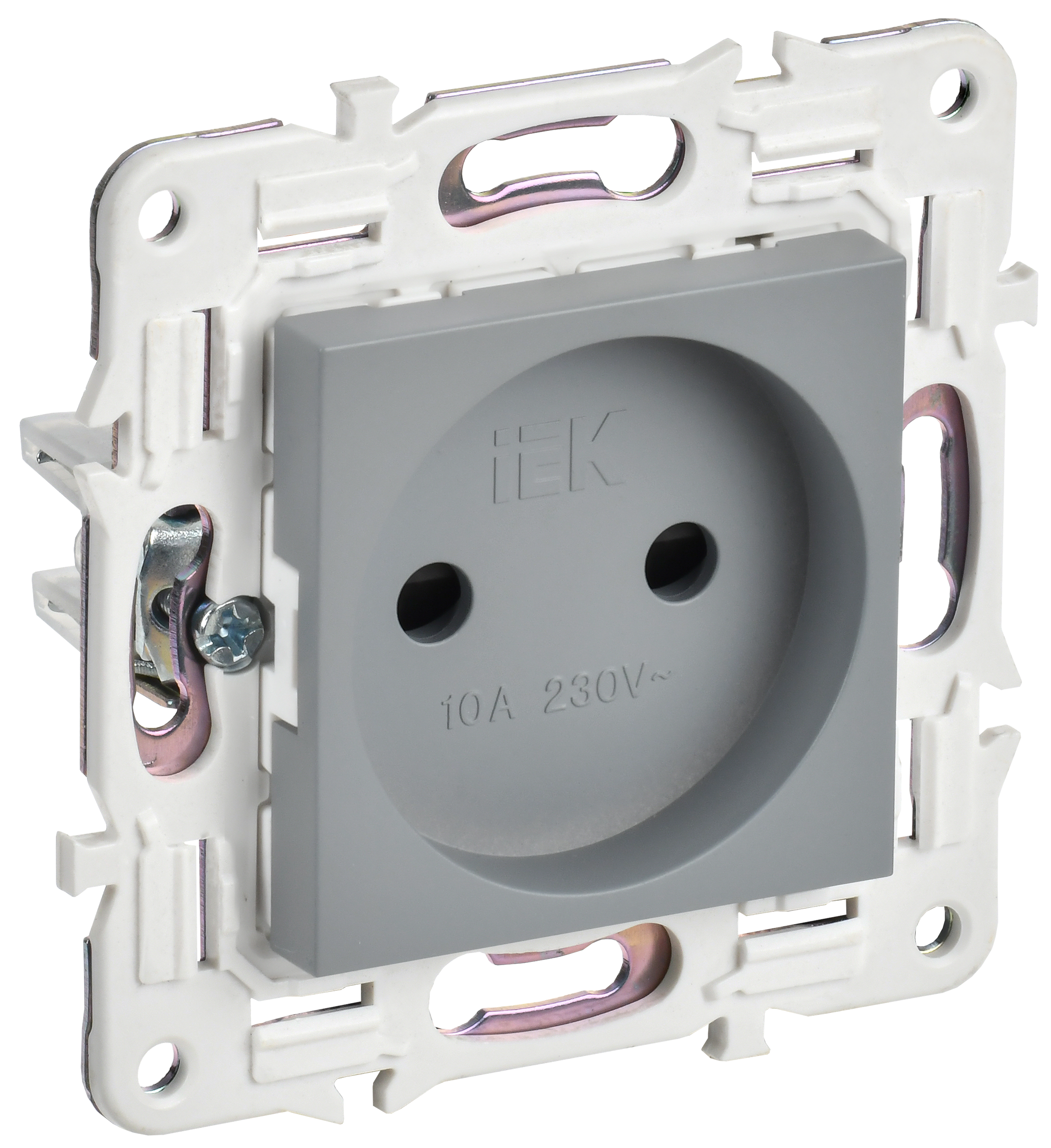 SKANDY Розетка без заземления с защитными шторками 10А SK-R01Gr серый IEK