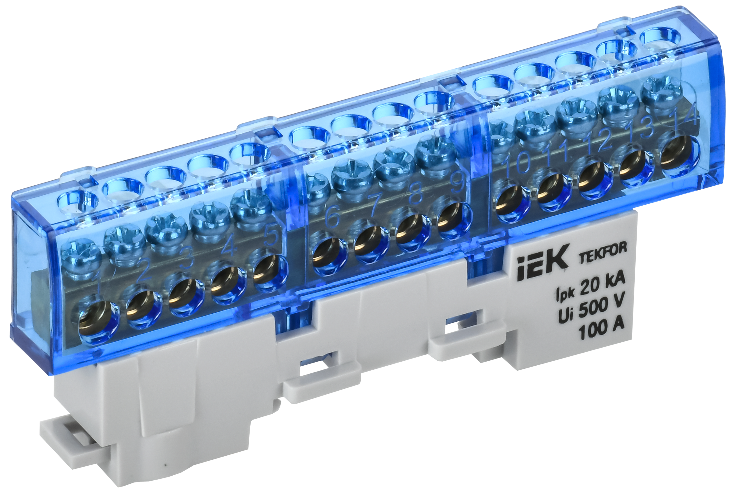 TEKFOR Шина N ноль изолированная на универсальном держателе 6х9-14-С IEK