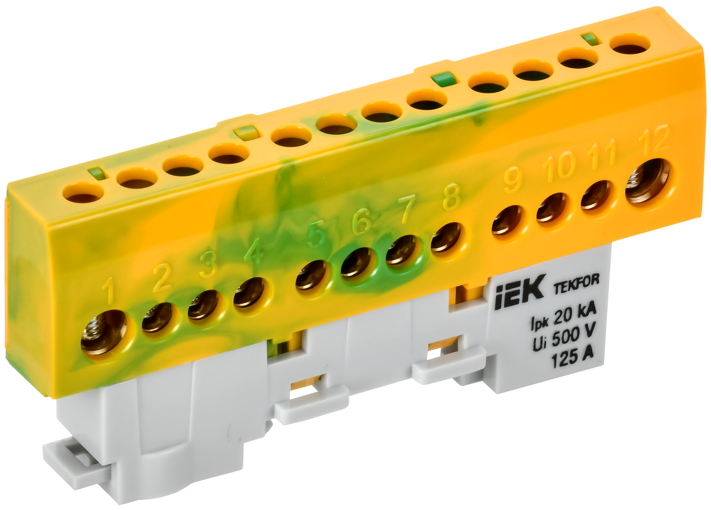 TEKFOR Шина PE земля изолированная на универсальном держателе 8х12-12-ЖЗ IEK