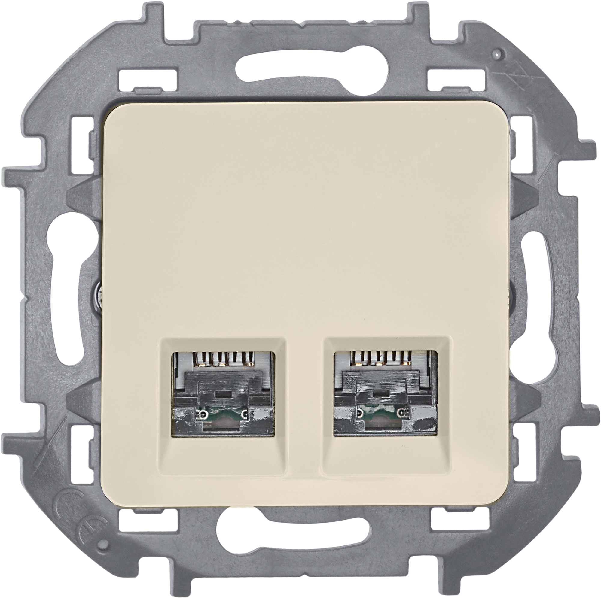 Розетка компьютерная двойная RJ45 категория 5Е UTP слоновая кость INSPIRIA