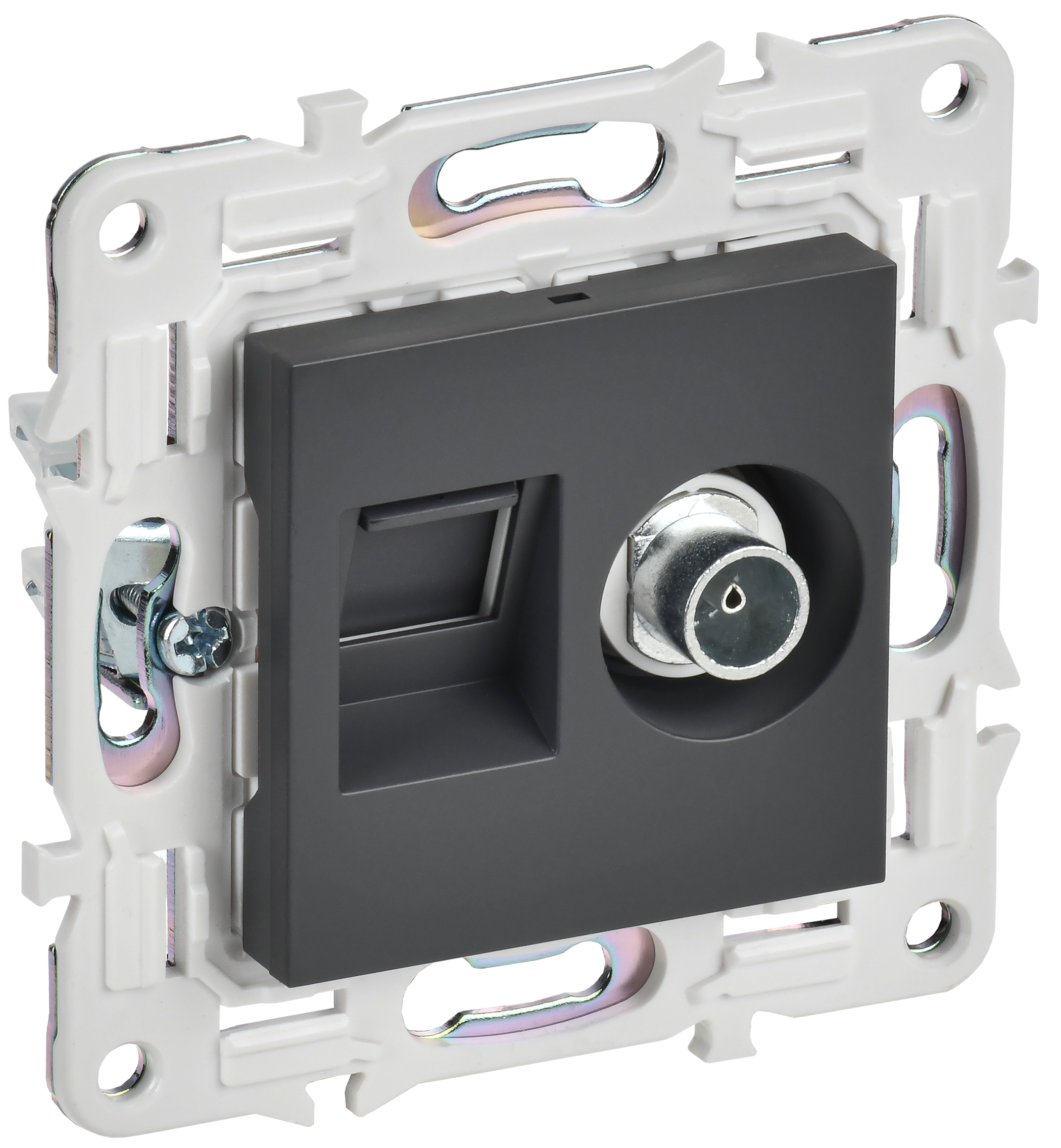 SKANDY Розетка двойная TV+RJ45 кат.5E SK-A14T титан IEK