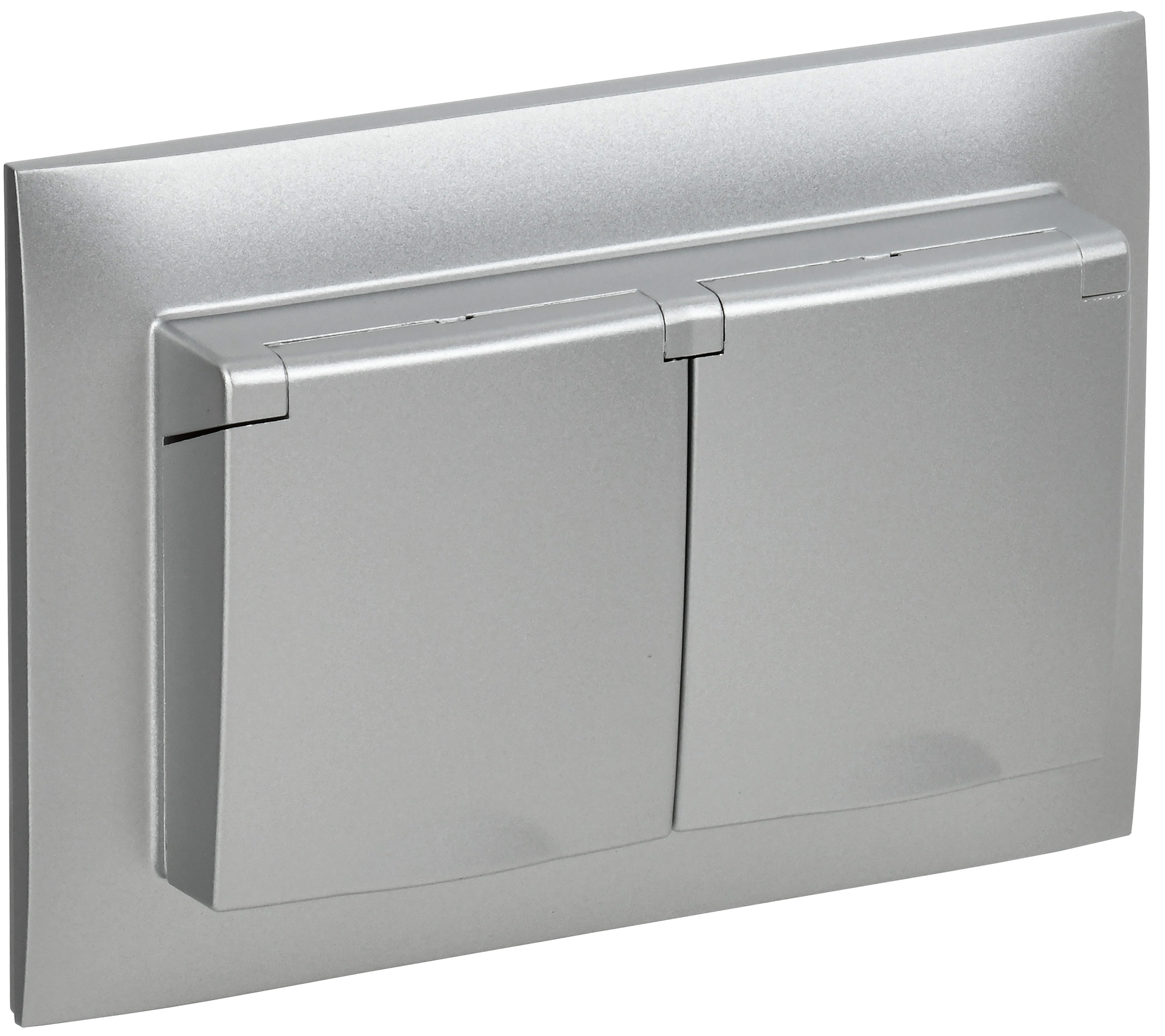 SKANDY Розетка 2-местная и крышкой 16А в сборе IP44 SK-R12S серебряный IEK