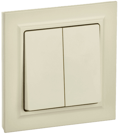 BRITE Выключатель двухклавишный 10А в сборе ВСР10-2-0-БрКр бежевый IEK