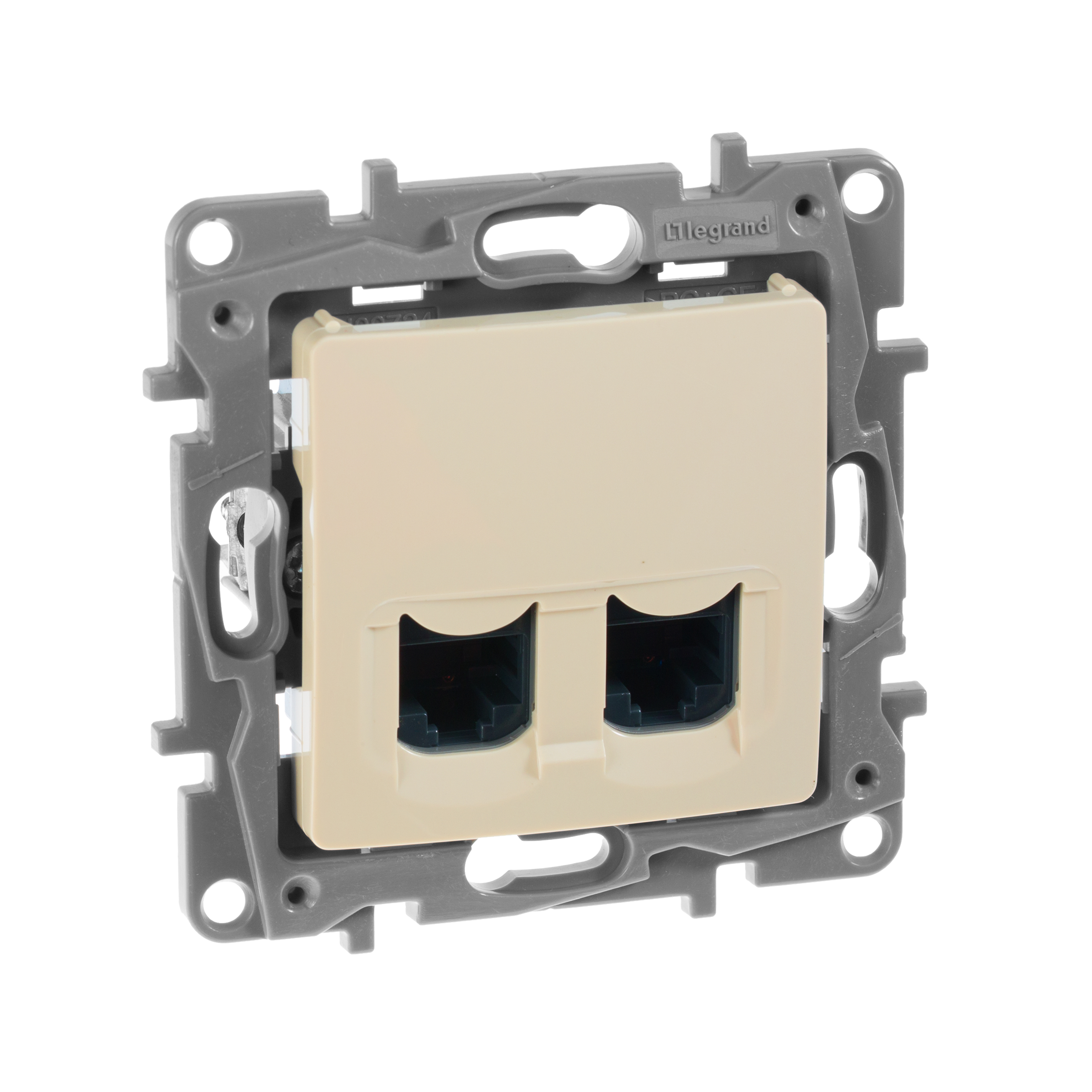 Розетка компьютерная двойная RJ45 категория 6 UTP слоновая кость ETIKA