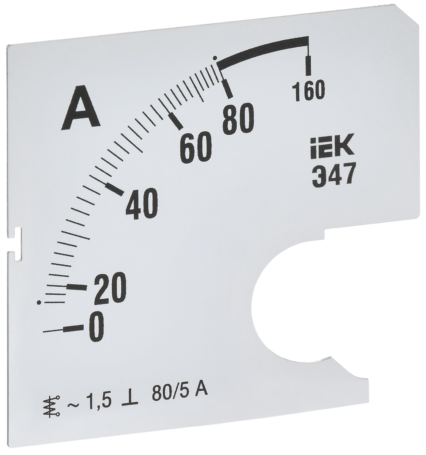Шкала сменная для амперметра Э47 80/5А класс точности 1,5 72х72мм