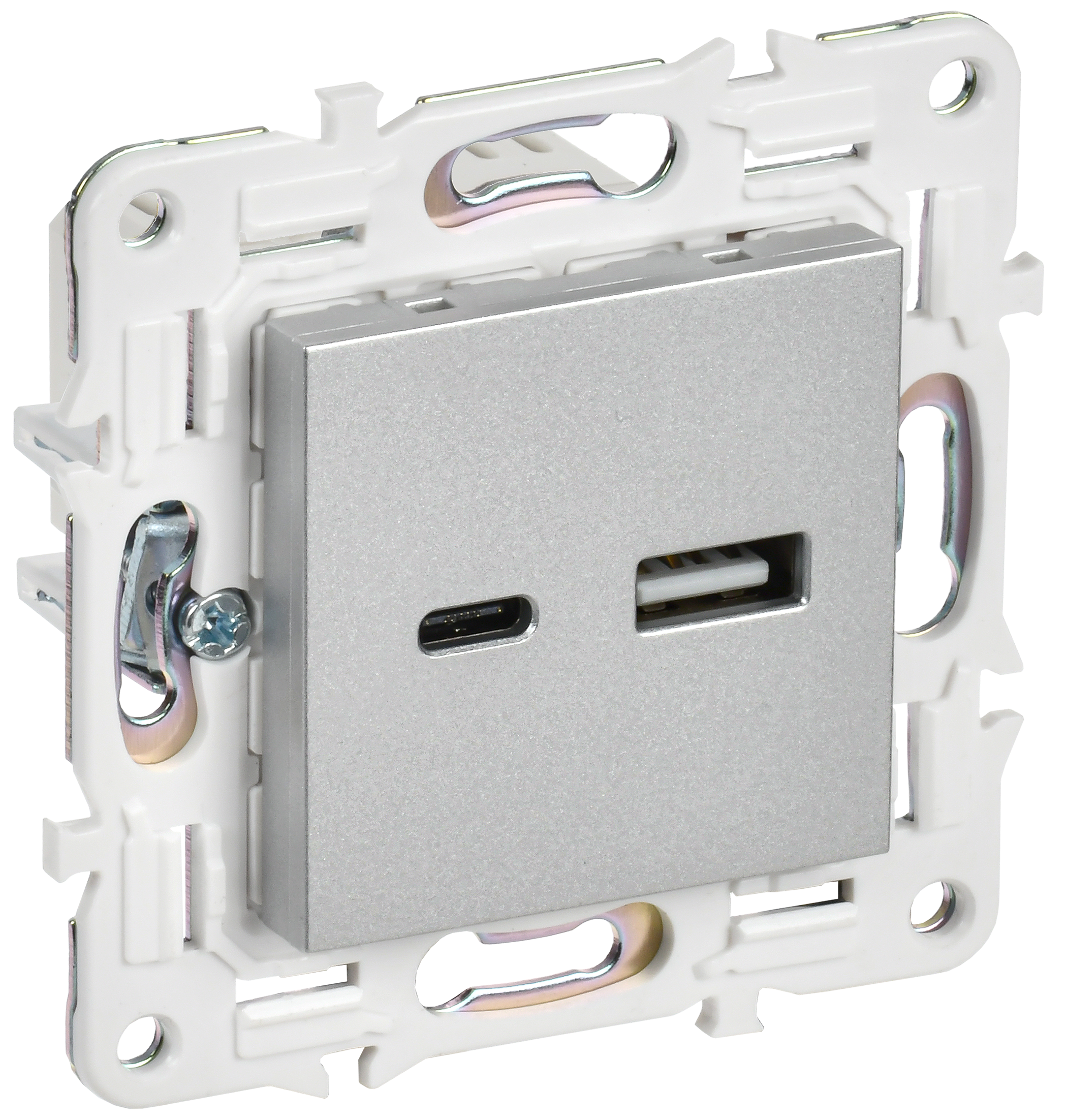 SKANDY Розетка USB A+C 18Вт SK-R13S серебряный IEK