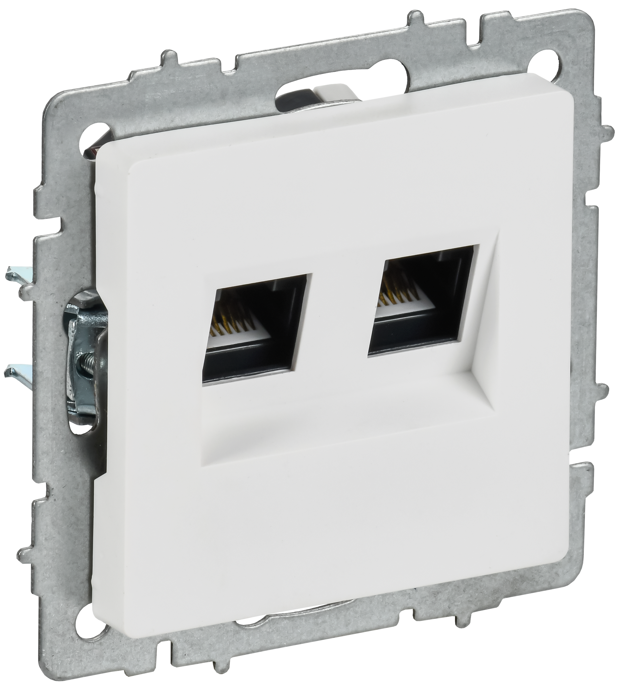 BRITE Розетка компьютерная двойная RJ45 кат.6 РК11-2-БрАБ арктический белый IEK