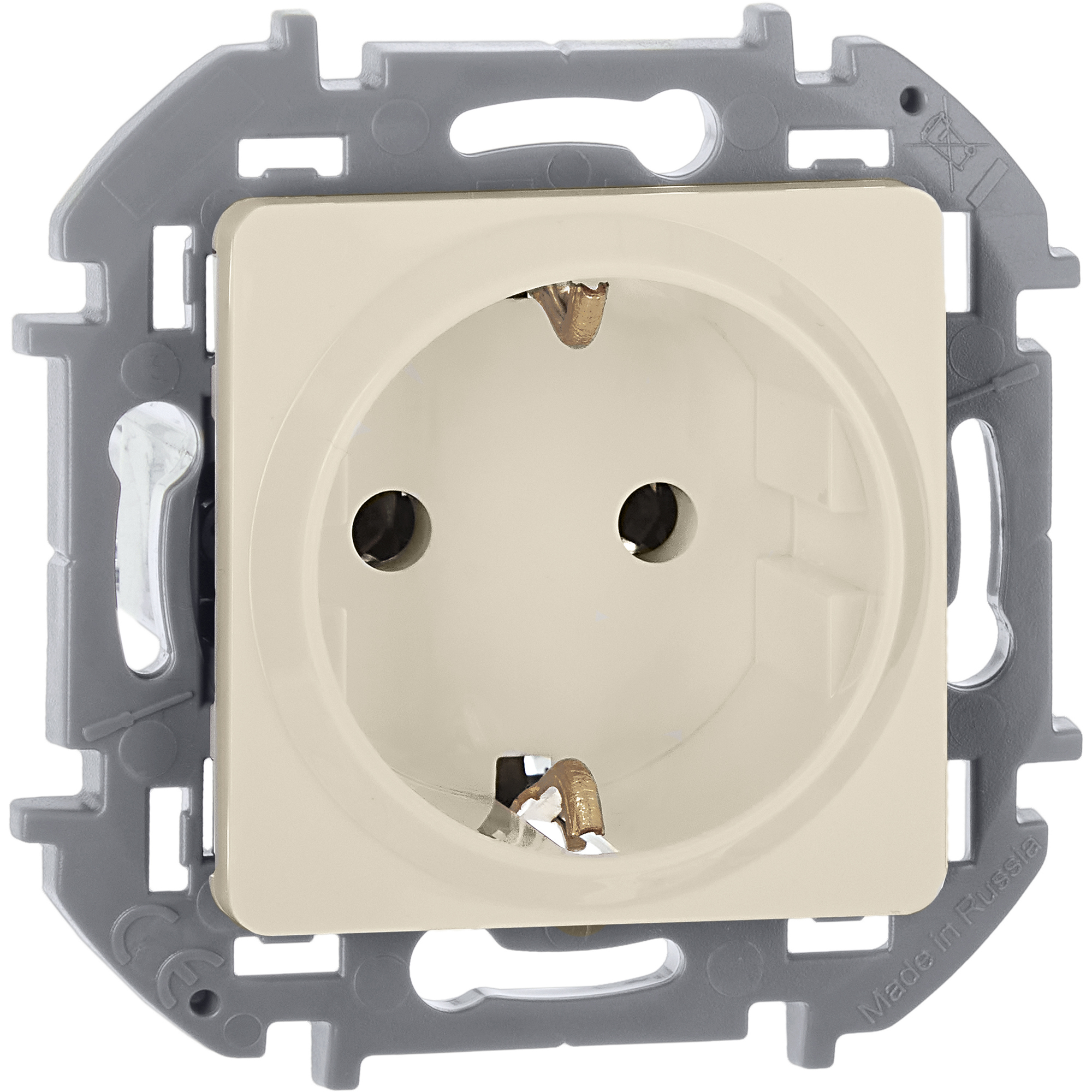 Розетка 1-местная с заземлением без защитных шторок 16А слоновая кость INSPIRIA