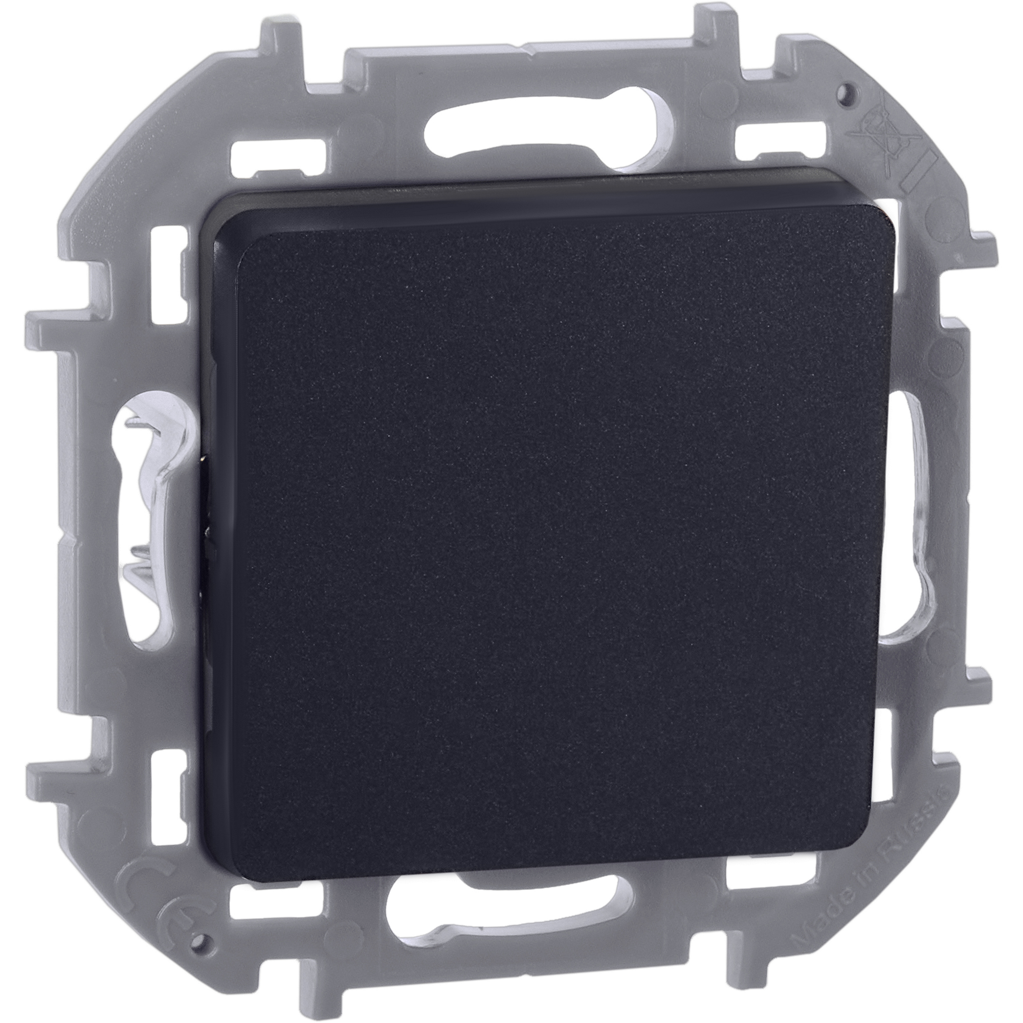 Выключатель 1-клавишный самовозвартный с нормально-открытым контактом 6А безвинтовое крепление антрацит INSPIRIA