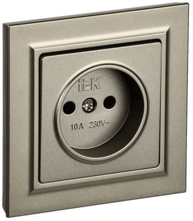 BRITE Розетка 1 пост без заземления без защитных шторок 10А в сборе РСР10-1-0-БрШ шампань IEK