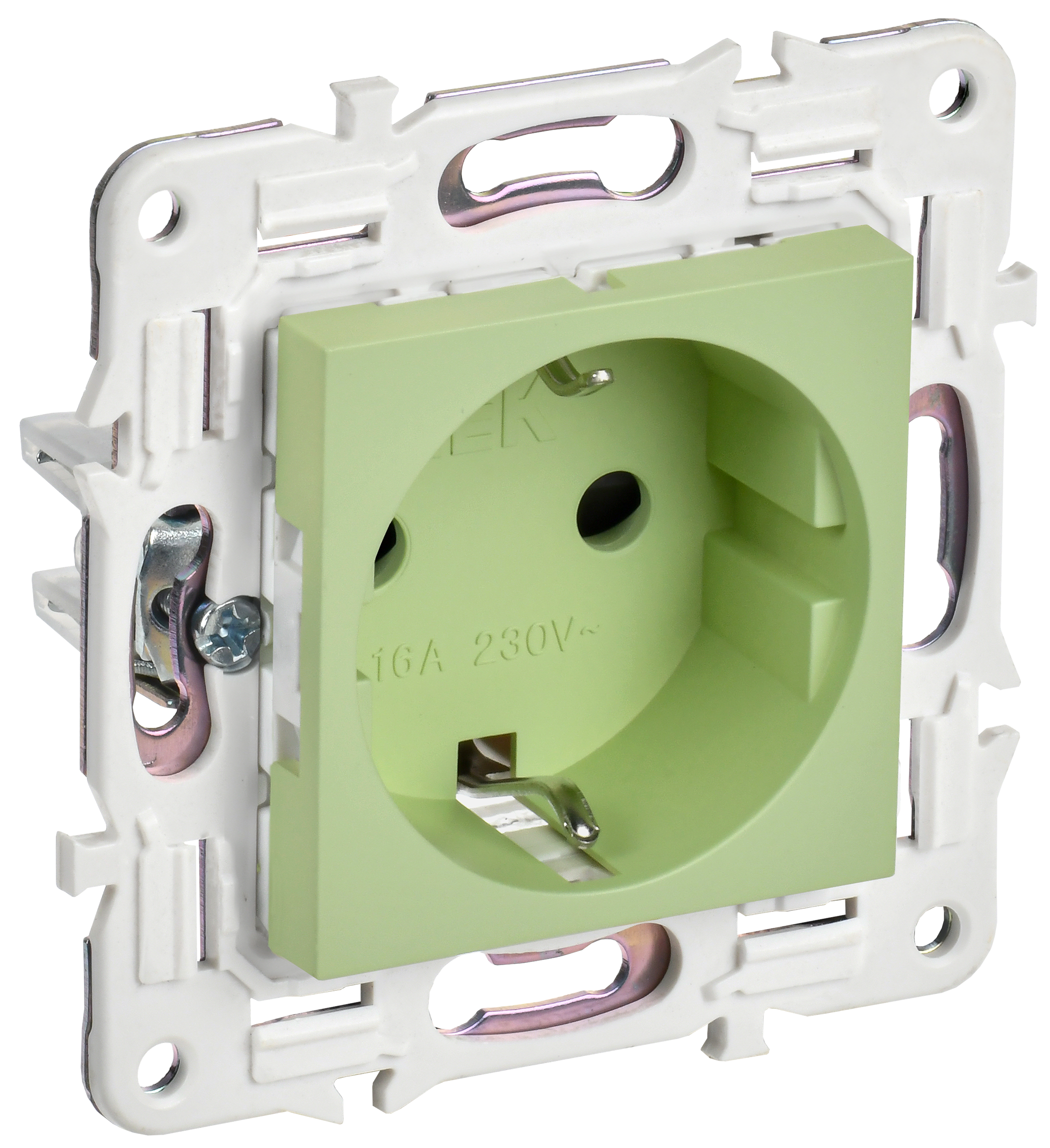 SKANDY Розетка с заземлением с защитными шторками 16А безвинтовое крепление SK-R06G мятный IEK