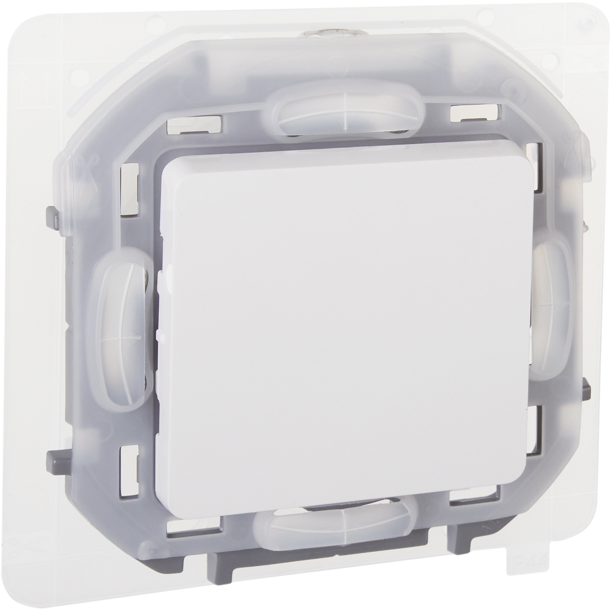 Выключатель 1-клавишный проходной 10АХ IP44 безвинтовое крепление белый INSPIRIA