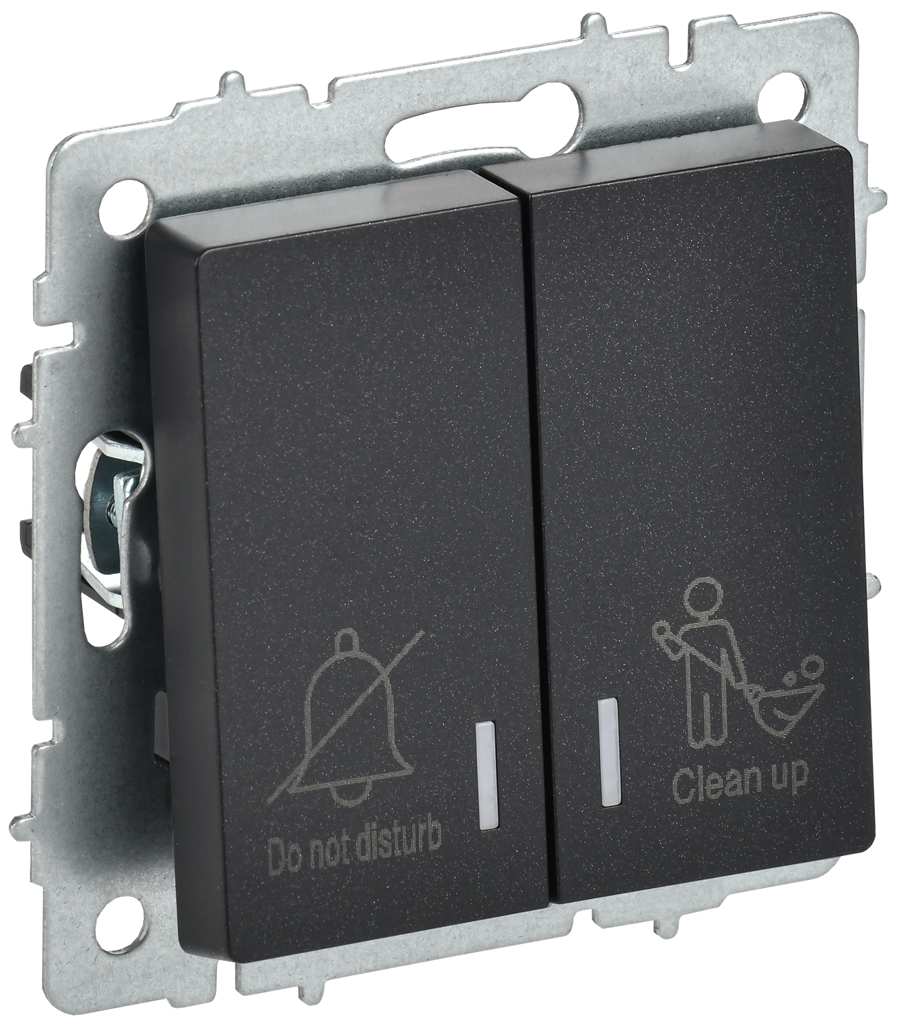 BRITE Выключатель 2-клавишный с индикацией для отелей 10А ВС10-2-9-БрЧ черный IEK