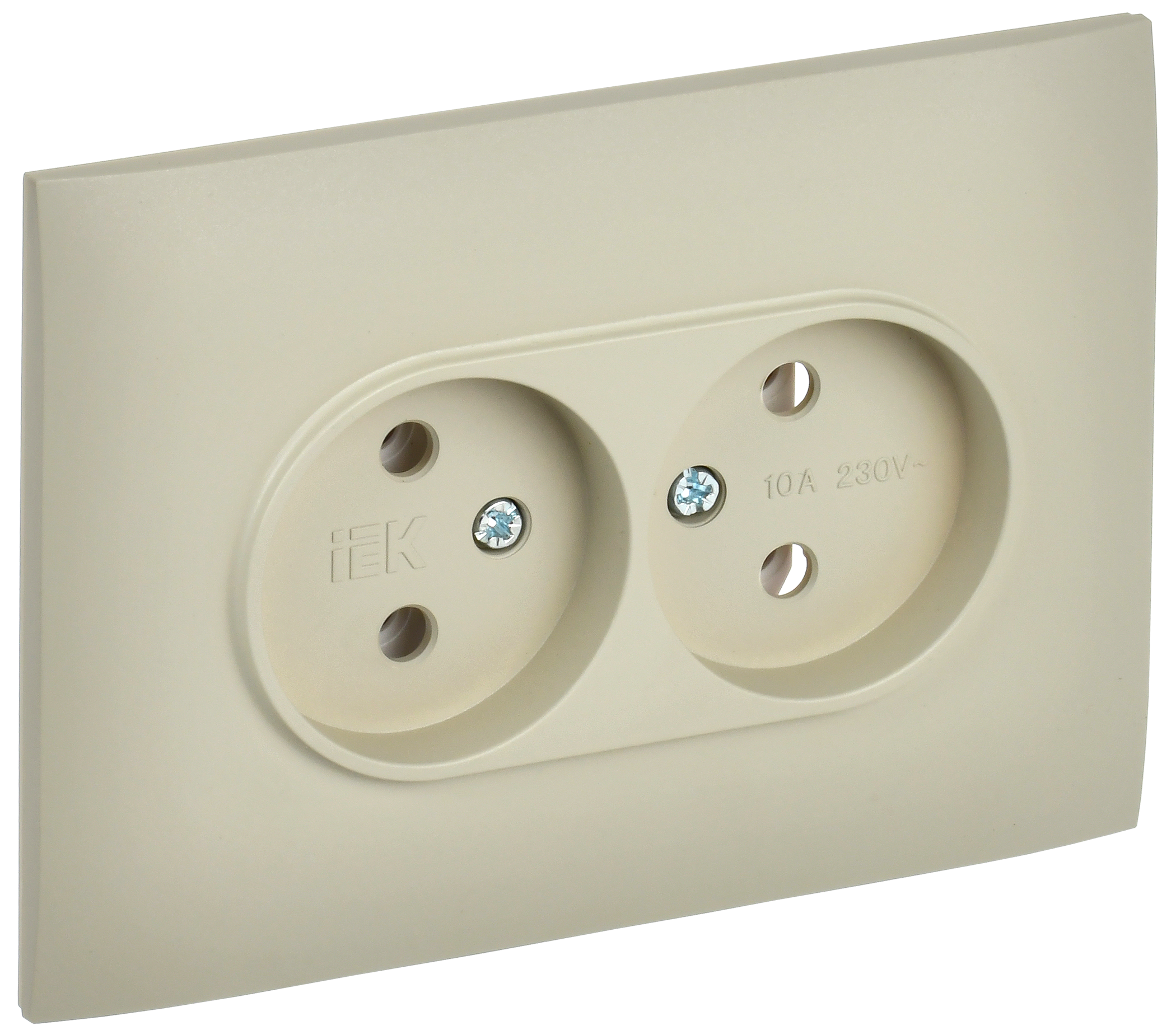 SKANDY Розетка 2-местная без заземления без защитных шторок 10А в сборе SK-R10B бежевый IEK