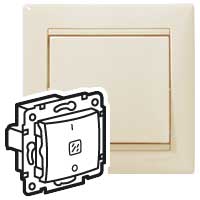 Выключатель 1-клавишный 2-полюсный с индикацией 16А схема 2Т безвинтовое крепление слоновая кость VALENA