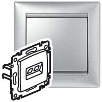 Розетка компьютерная двойная RJ45 категория 5Е UTP с захватами алюминий VALENA