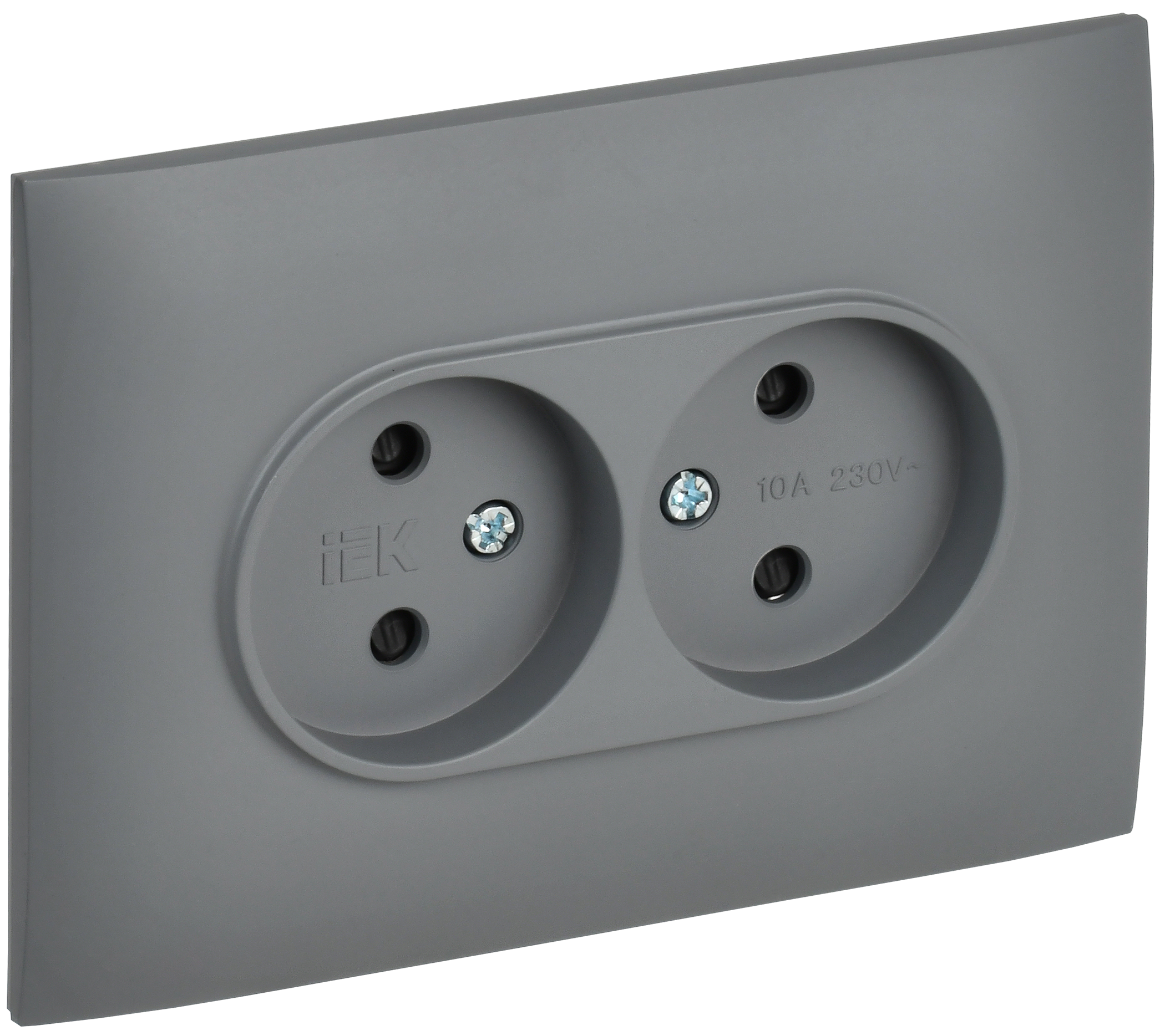 SKANDY Розетка 2-местная без заземления с защитными шторками 10А в сборе SK-R09Gr серый IEK