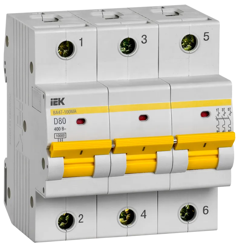 Выключатель автоматический ВА47-100МА без теплового расцепителя 3P 80А 10кА D