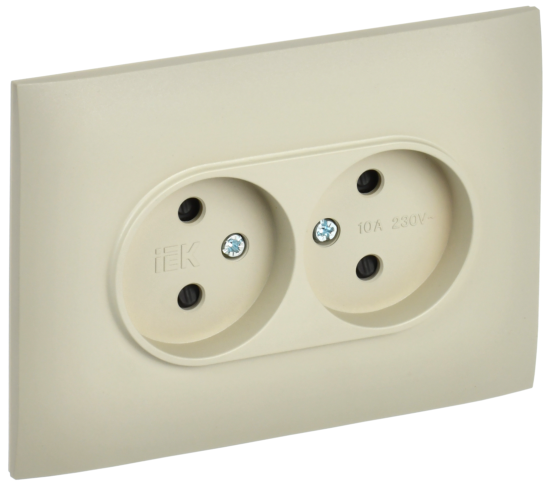 SKANDY Розетка 2-местная без заземления с защитными шторками 10А в сборе SK-R09B бежевый IEK