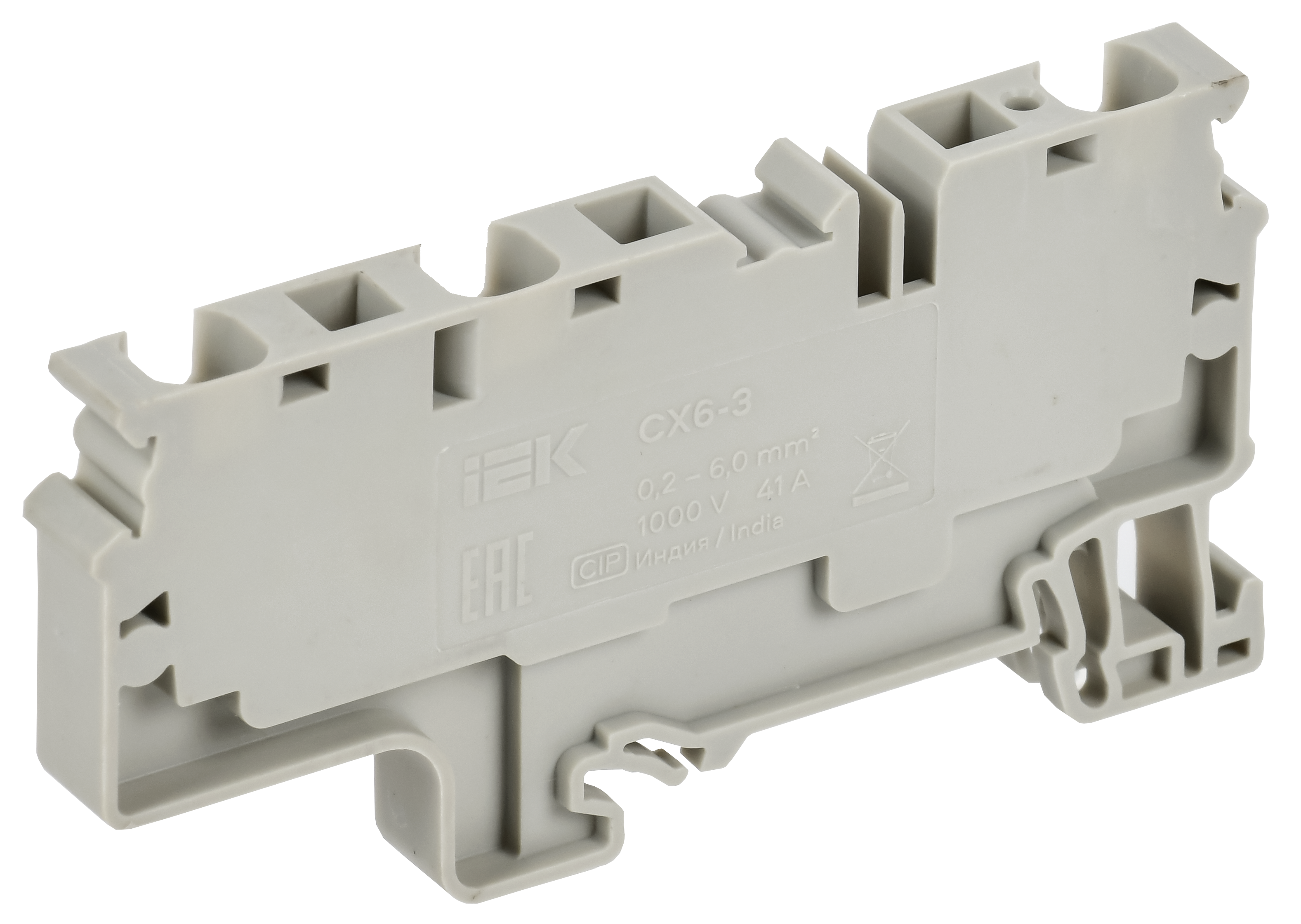 ARMAFIX Клемма пружинная CX6-3 6мм2 трехконтактная серая IEK