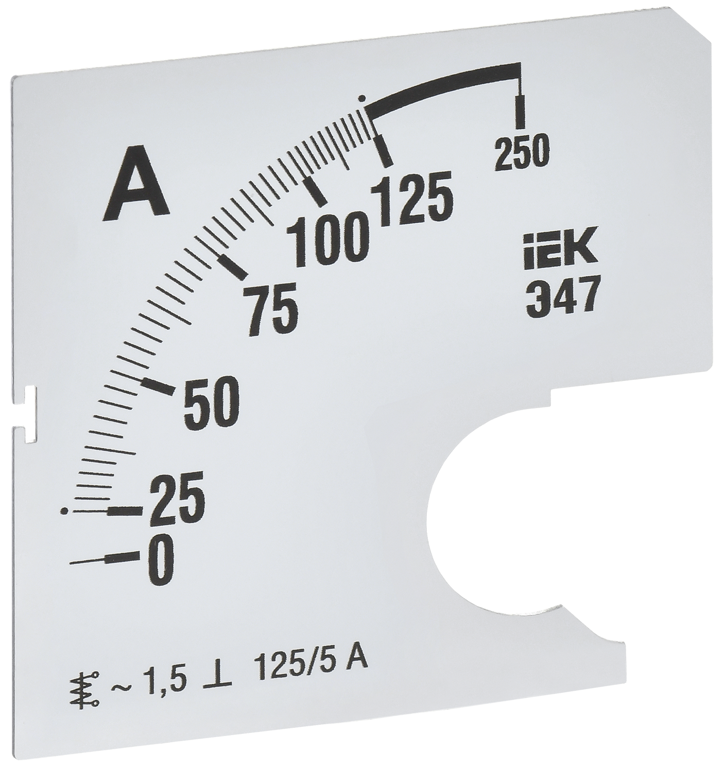 Шкала сменная для амперметра Э47 125/5А класс точности 1,5 72х72мм