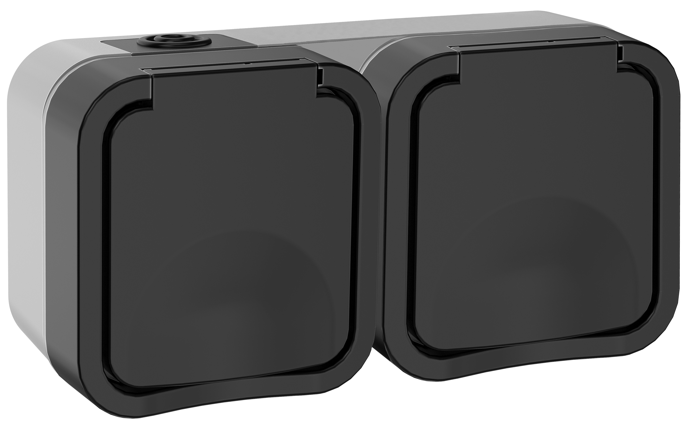 Розетка 2-местная горизонтальная TORS 16А IP55 графит