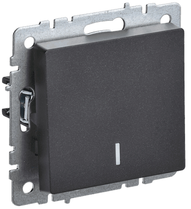 BRITE Выключатель одноклавишный проходной с индикацией 10А ВС10-1-7-БрЧ черный IEK