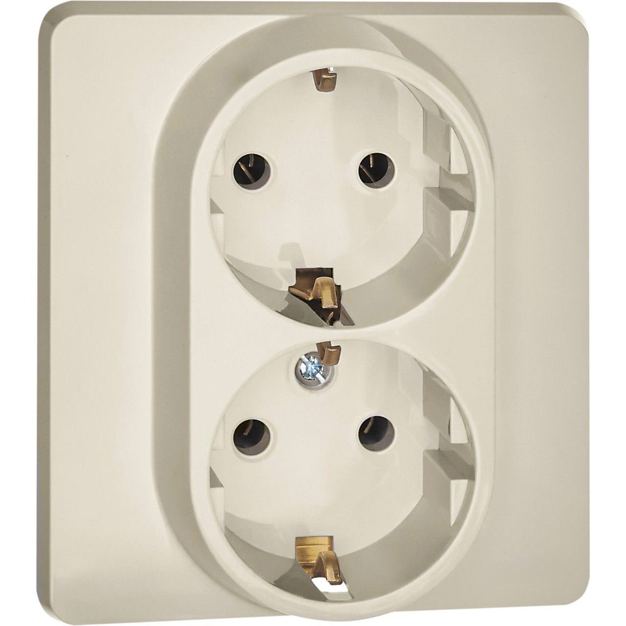 Розетка 2-местная с заземлением без защитных шторок 16А в сборе слоновая кость INSPIRIA