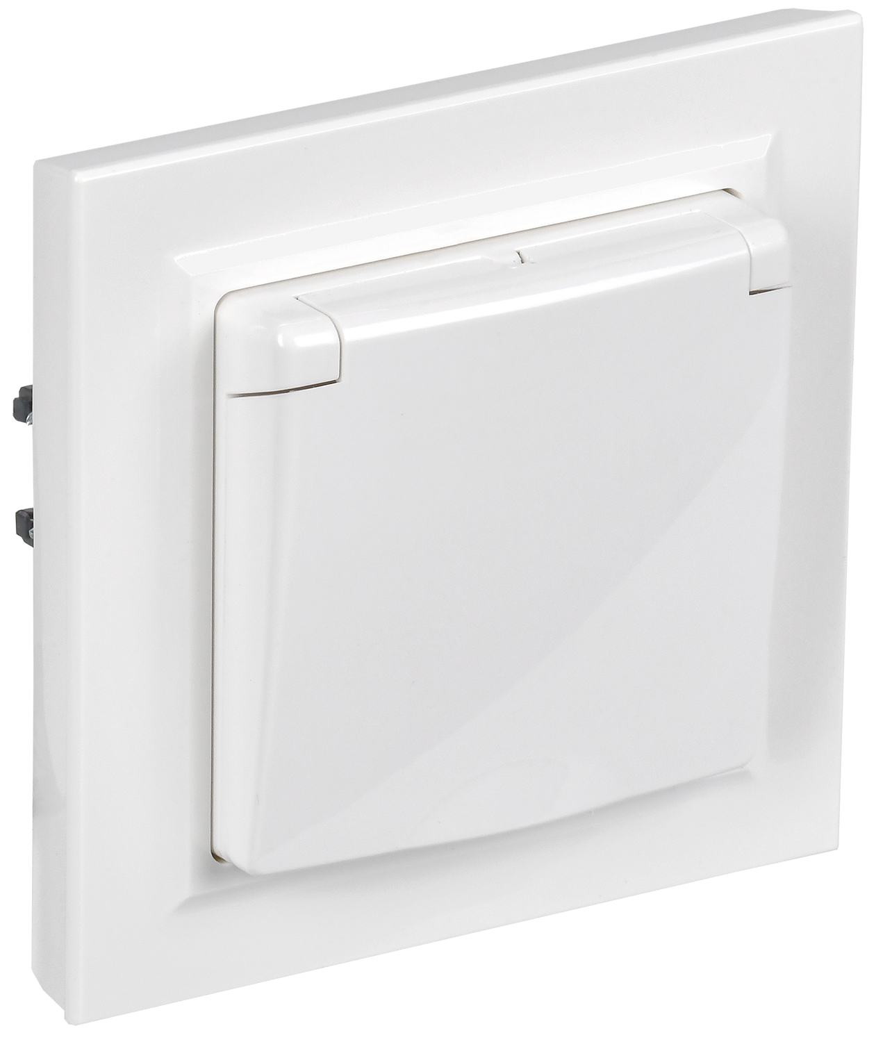 BRITE Розетка 1-местная с заземлением с защитными шторками и крышкой 16А IP44 в сборе               РСбш10-3-44-БрБ белый