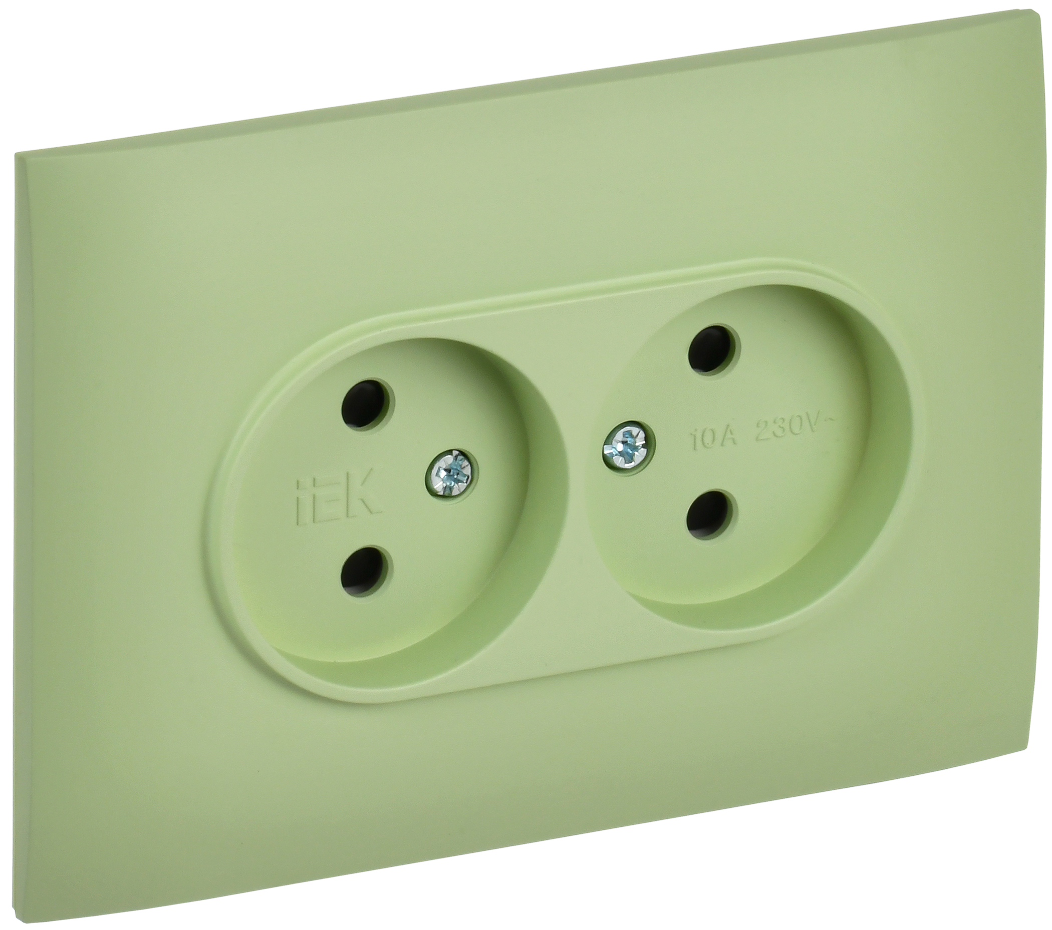 SKANDY Розетка 2-местная без заземления с защитными шторками 10А в сборе SK-R09G мятный IEK