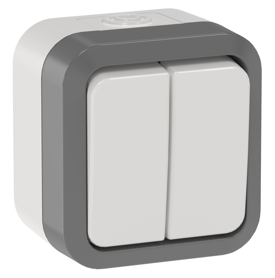 TORS Выключатель двухклавишный проходной 10А IP55 TS225 сер-бел IEK