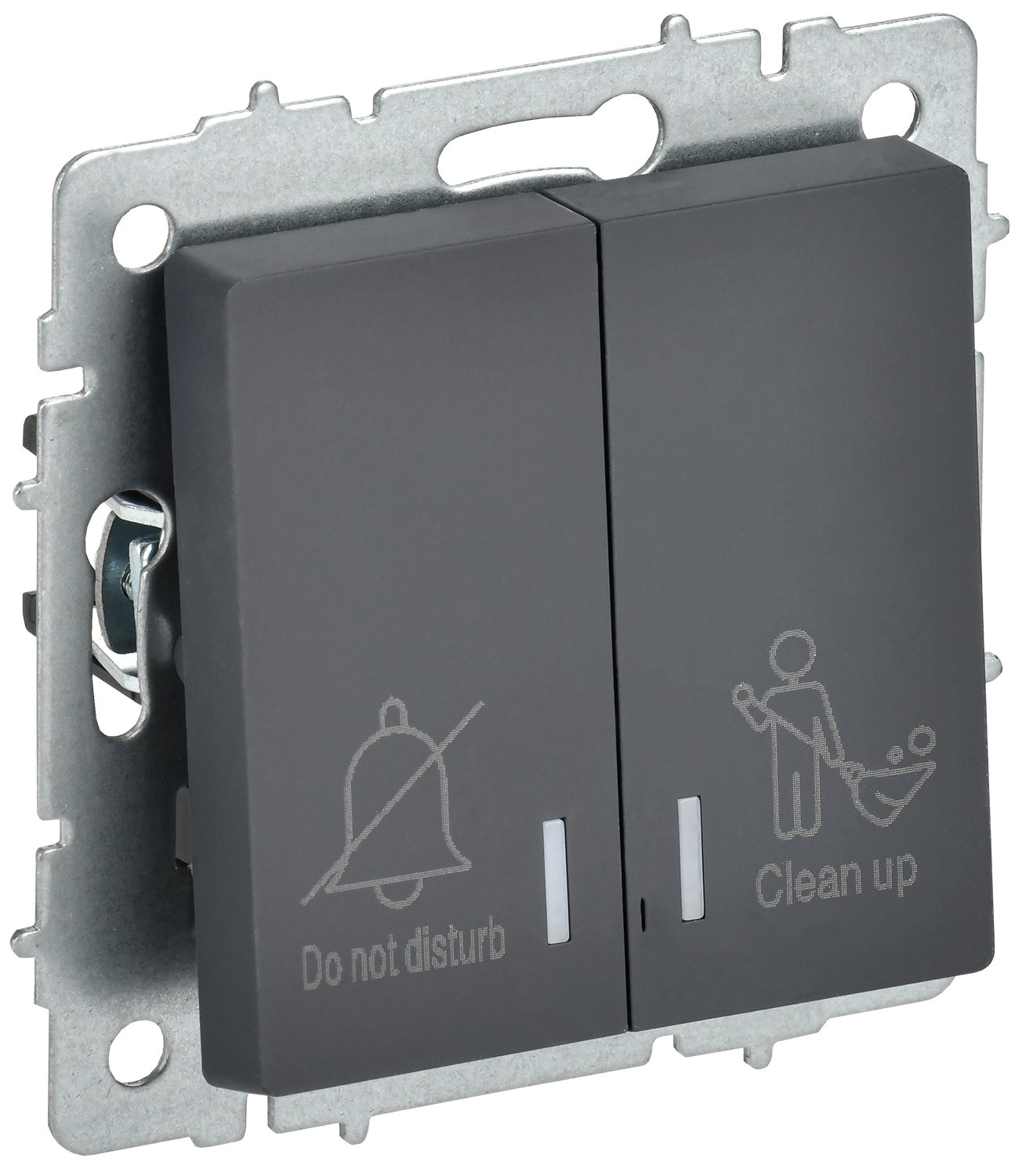 BRITE Выключатель 2-клавишный с индикацией для отелей 10А ВС10-2-9-БрГ графит IEK